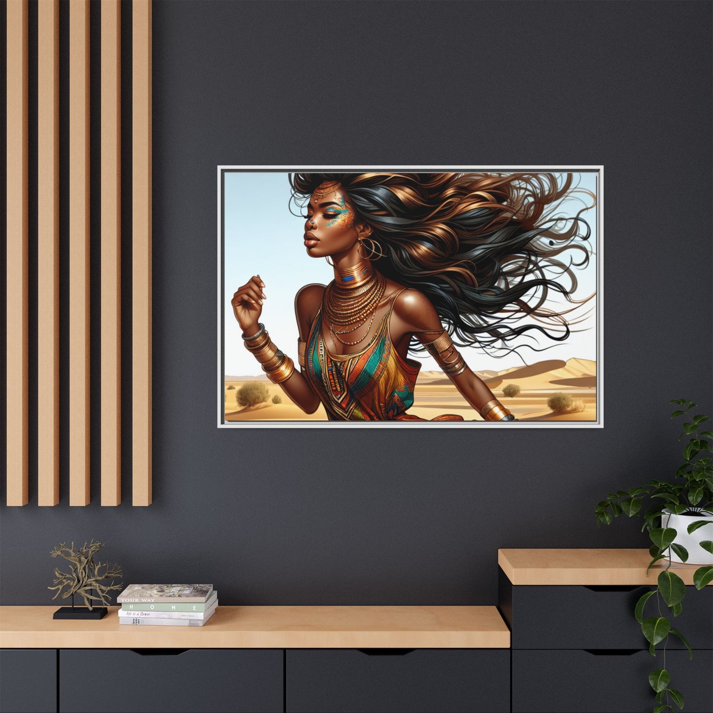 Framed Matte Canvas Art Print - Bohemian Elegance for Home Decor, African Woman Portrait, Gift for Art Lovers, Wall Decoration, [...]