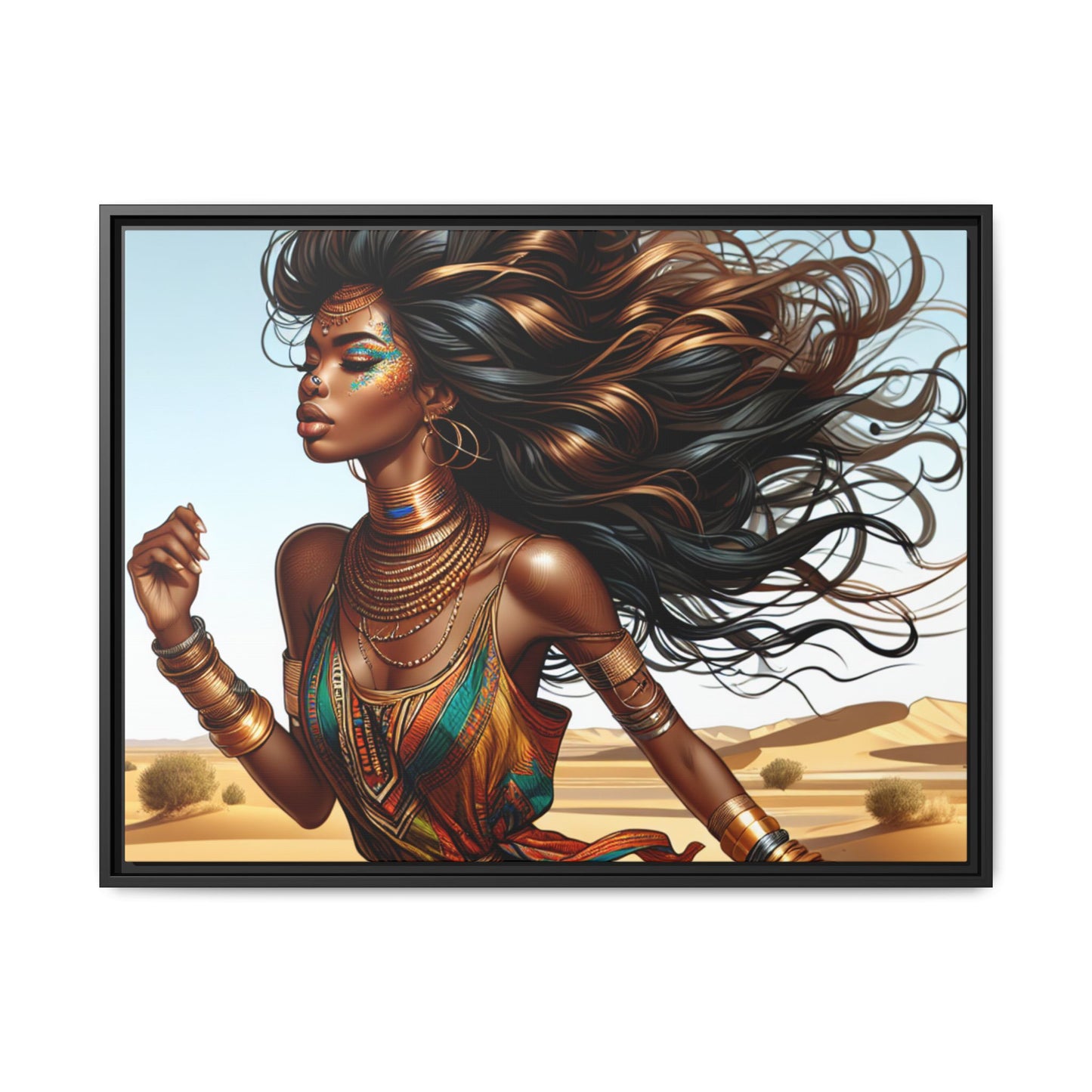 Framed Matte Canvas Art Print - Bohemian Elegance for Home Decor, African Woman Portrait, Gift for Art Lovers, Wall Decoration, [...]