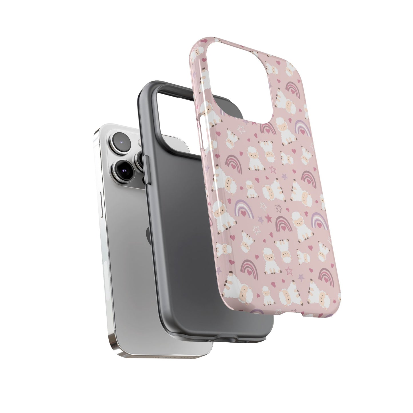 Cute Pastel Phone Case with Teddy Bears and Rainbows, Durable Phone Cover, Trendy Mobile Accessory, Gifts for Her, Birthday Must-Have