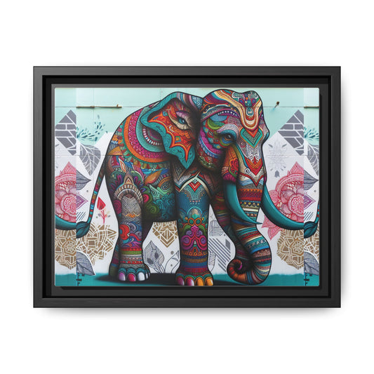Colorful Elephant Framed Canvas Art Print, Boho Home Decor, Ethnic Wall Art, Gift for Animal Lovers, Vibrant Elephant Wall Decor