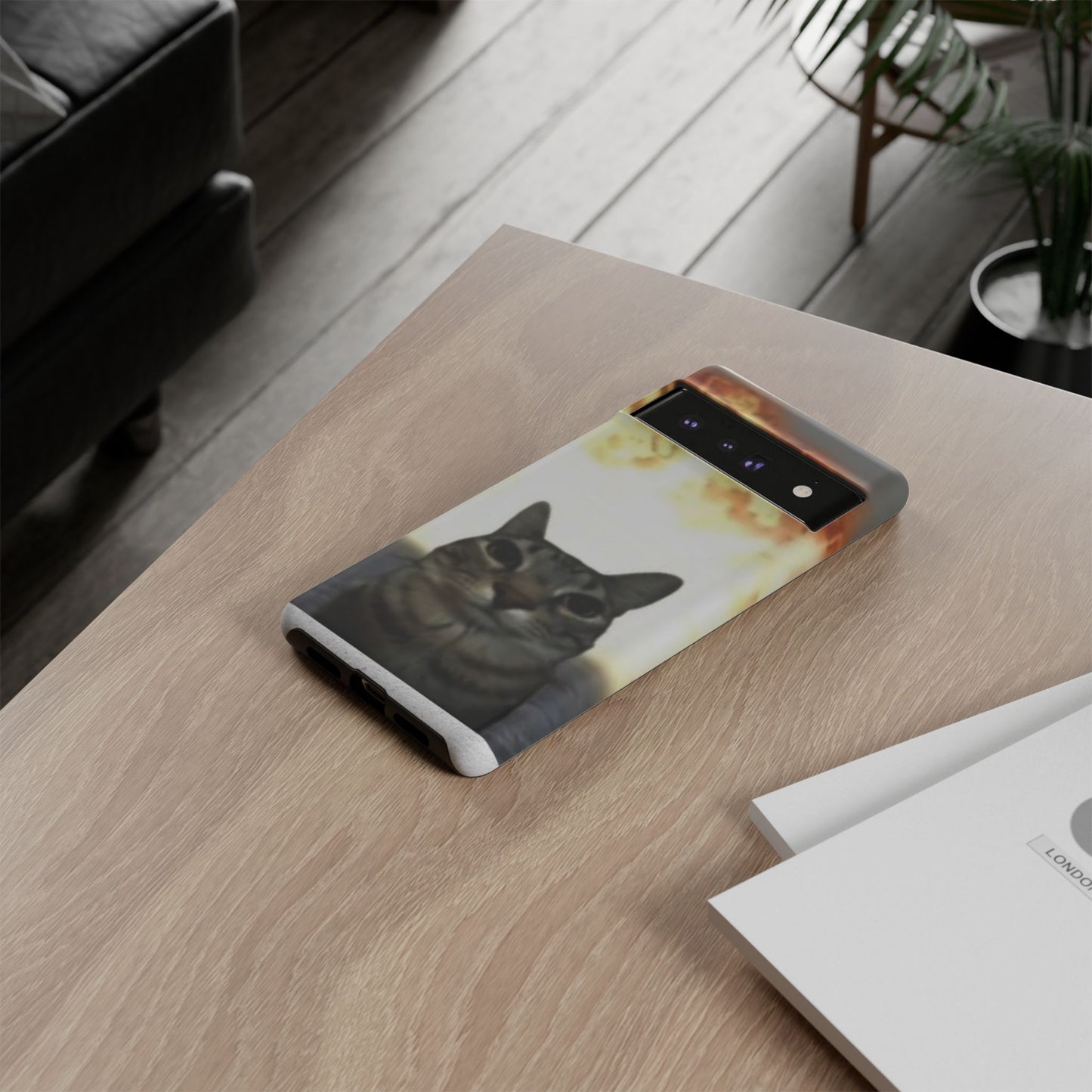 Cat-Themed Phone Case with Explosive Background, Tough Cases for Pet Lovers, Unique Gift for Cat Owners, Funny Animal Accessories, [...]