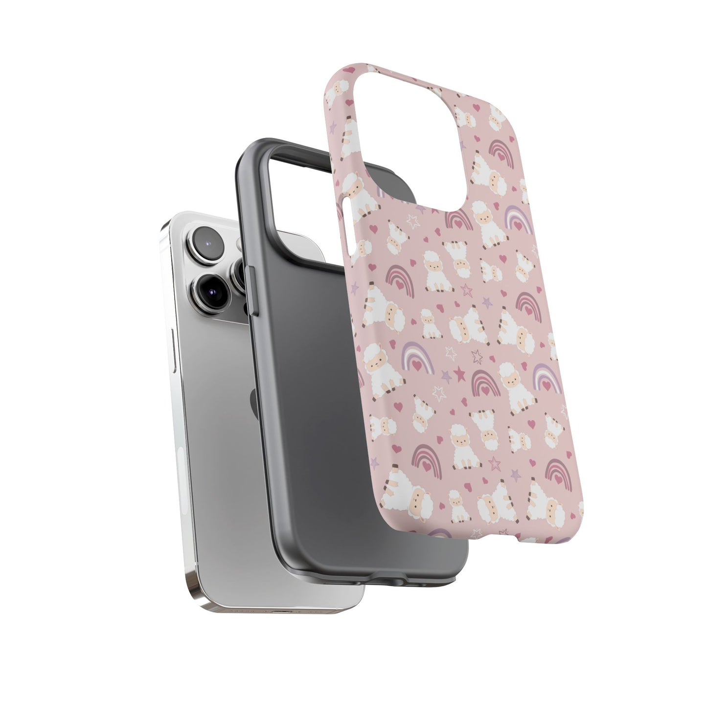 Cute Pastel Phone Case with Teddy Bears and Rainbows, Durable Phone Cover, Trendy Mobile Accessory, Gifts for Her, Birthday Must-Have