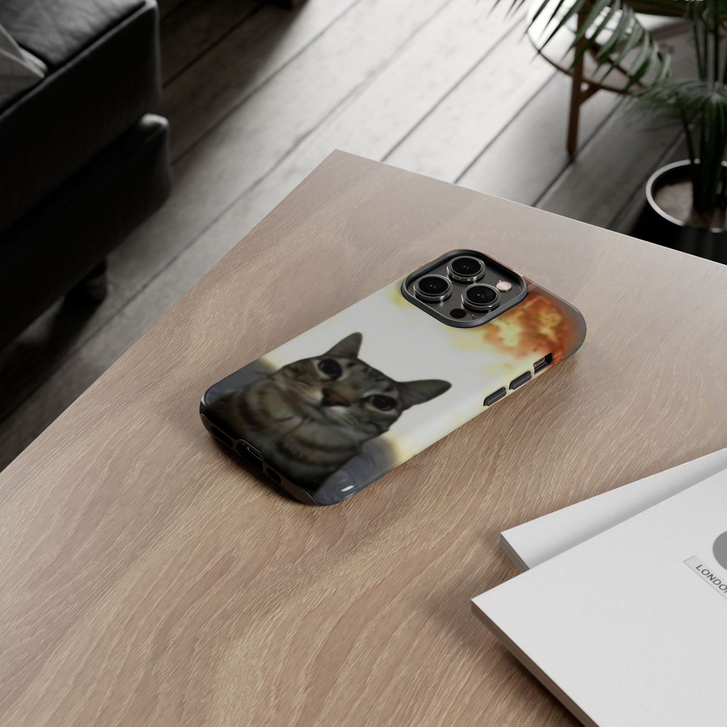 Cat-Themed Phone Case with Explosive Background, Tough Cases for Pet Lovers, Unique Gift for Cat Owners, Funny Animal Accessories, [...]