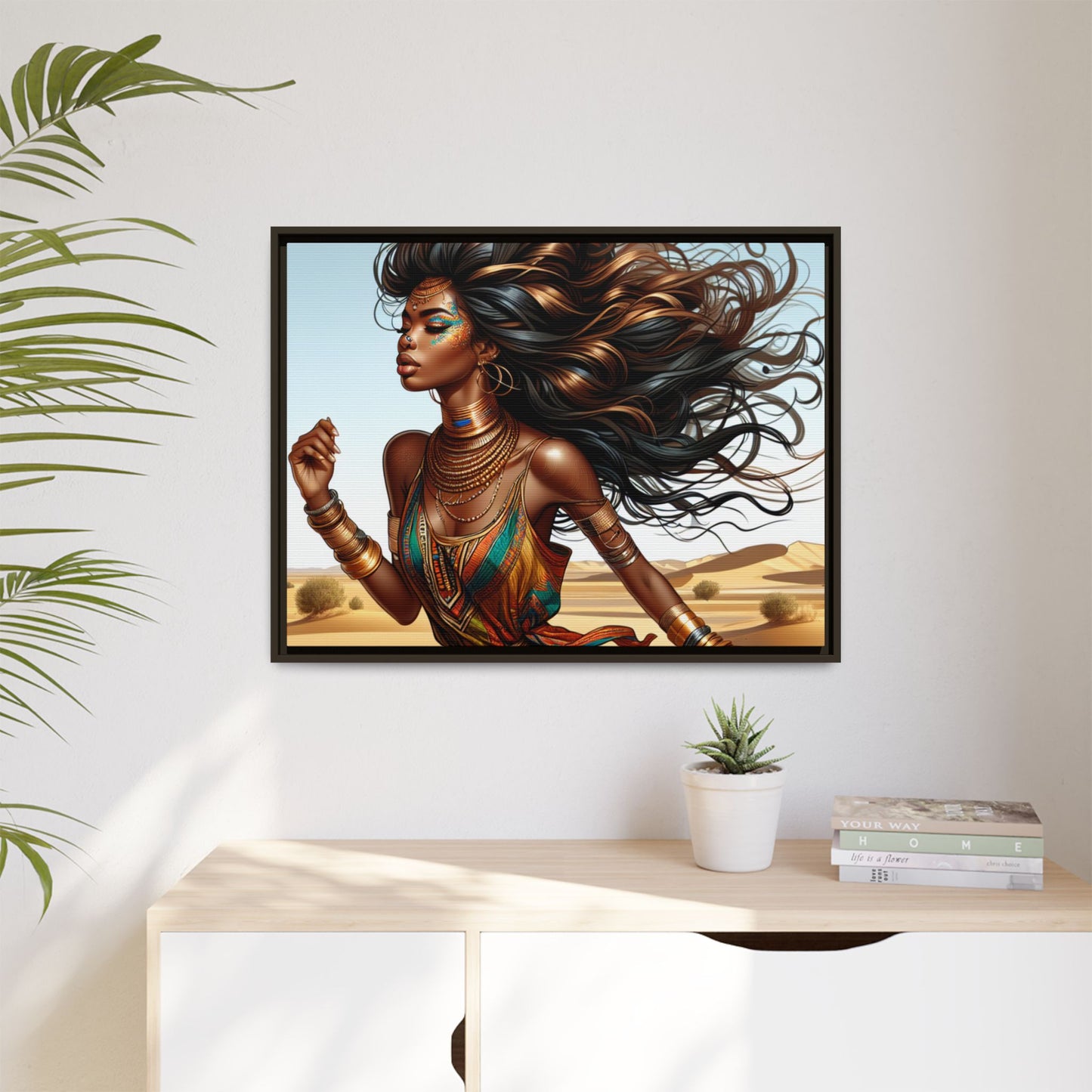 Framed Matte Canvas Art Print - Bohemian Elegance for Home Decor, African Woman Portrait, Gift for Art Lovers, Wall Decoration, [...]