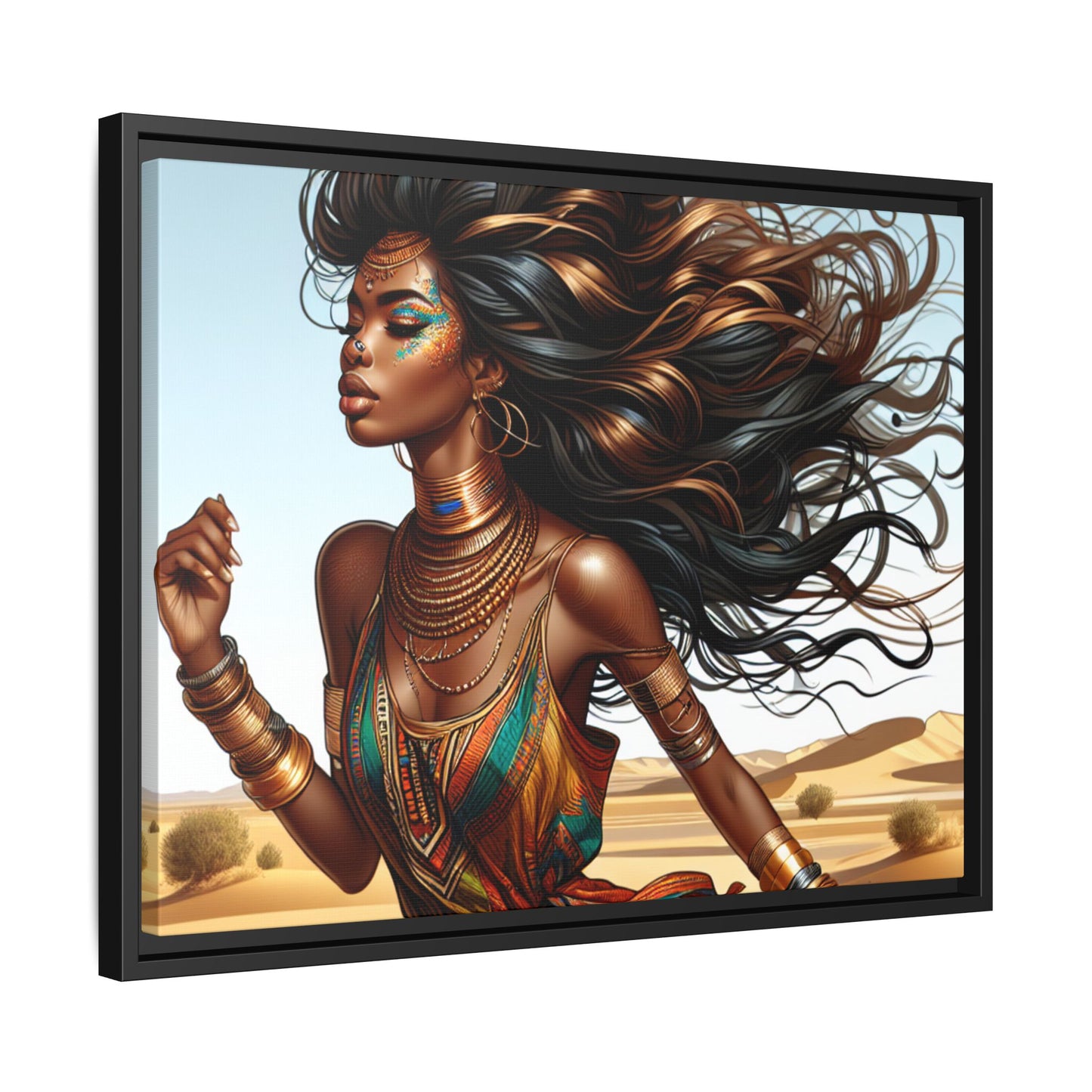 Framed Matte Canvas Art Print - Bohemian Elegance for Home Decor, African Woman Portrait, Gift for Art Lovers, Wall Decoration, [...]
