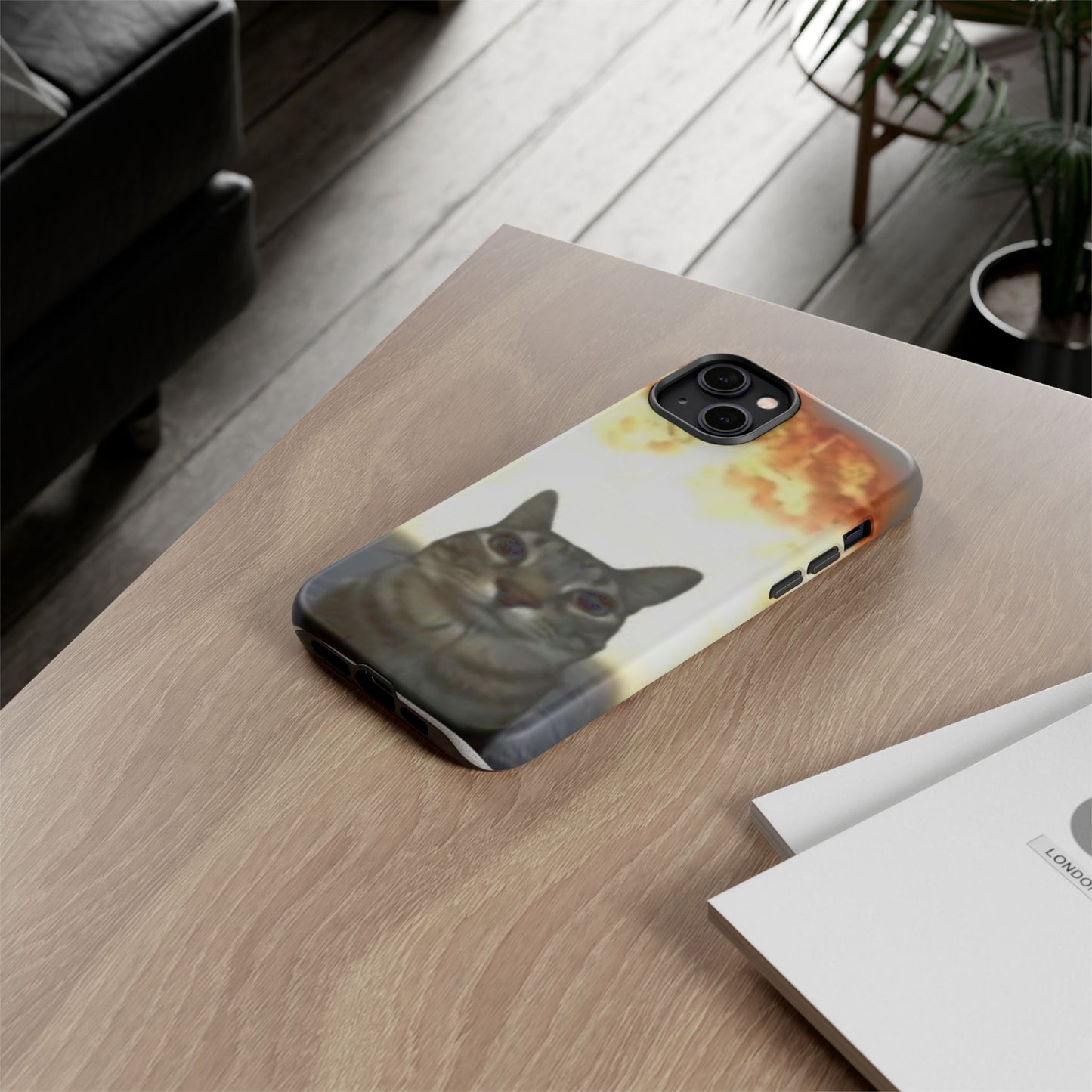 Cat-Themed Phone Case with Explosive Background, Tough Cases for Pet Lovers, Unique Gift for Cat Owners, Funny Animal Accessories, [...]