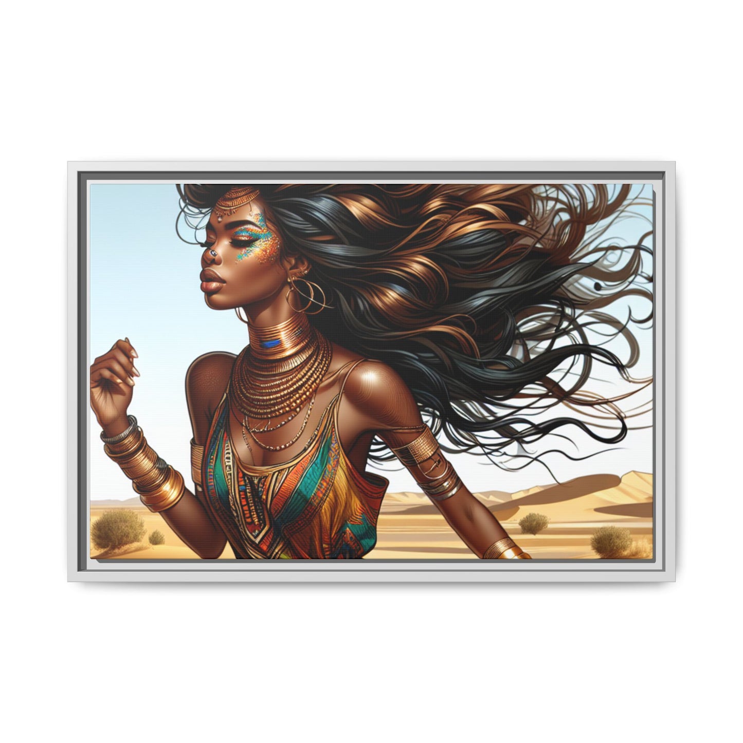 Framed Matte Canvas Art Print - Bohemian Elegance for Home Decor, African Woman Portrait, Gift for Art Lovers, Wall Decoration, [...]