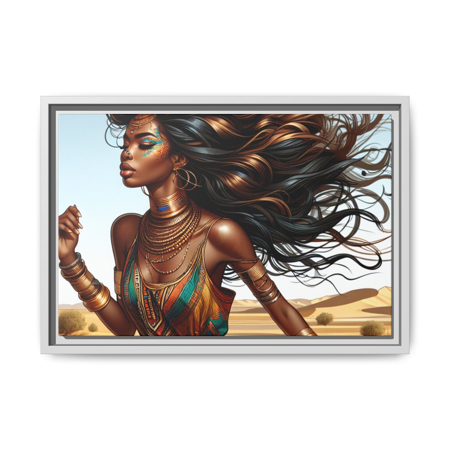 Framed Matte Canvas Art Print - Bohemian Elegance for Home Decor, African Woman Portrait, Gift for Art Lovers, Wall Decoration, [...]