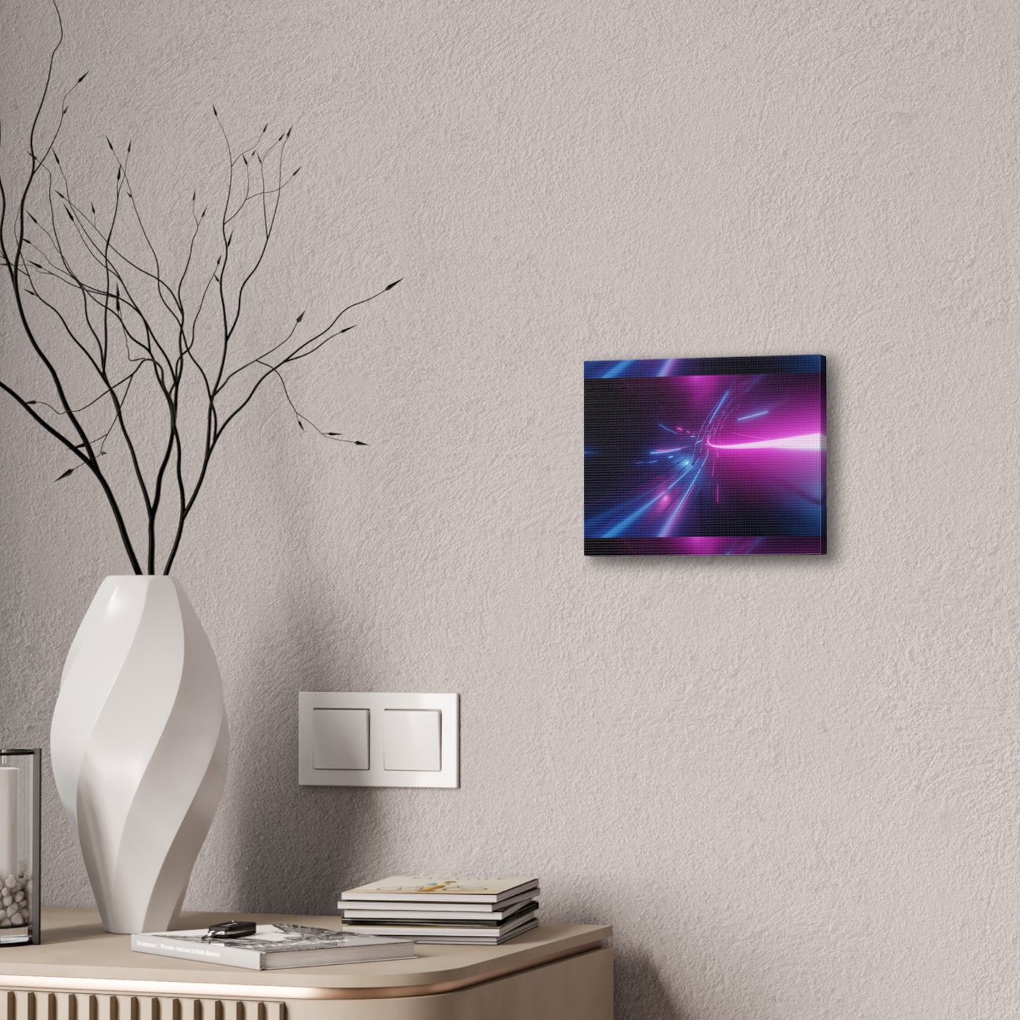 Vibrant Abstract Canvas Wall Art, Modern Home Decor, Neon Light Decor, Gift for Tech Lovers, Office Wall Accent