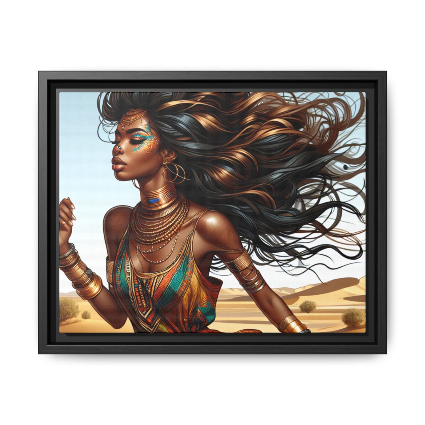 Framed Matte Canvas Art Print - Bohemian Elegance for Home Decor, African Woman Portrait, Gift for Art Lovers, Wall Decoration, [...]