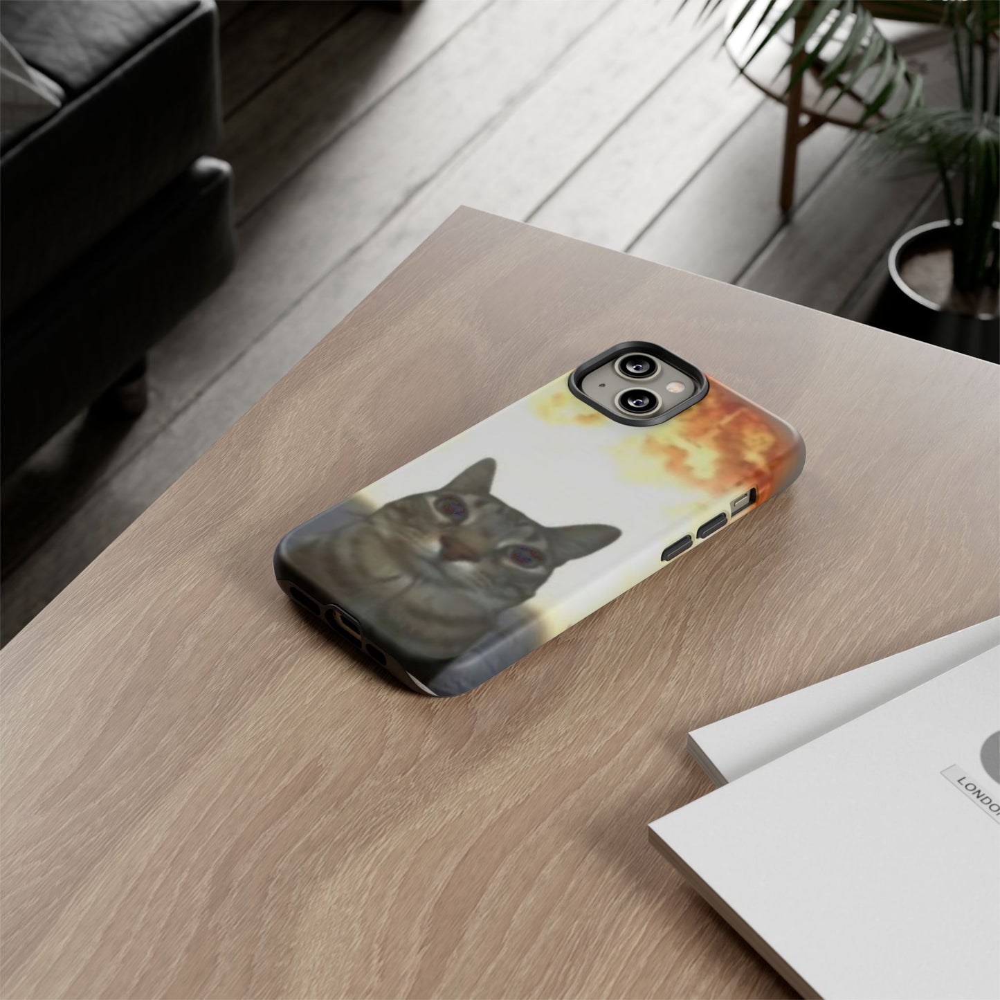 Cat-Themed Phone Case with Explosive Background, Tough Cases for Pet Lovers, Unique Gift for Cat Owners, Funny Animal Accessories, [...]