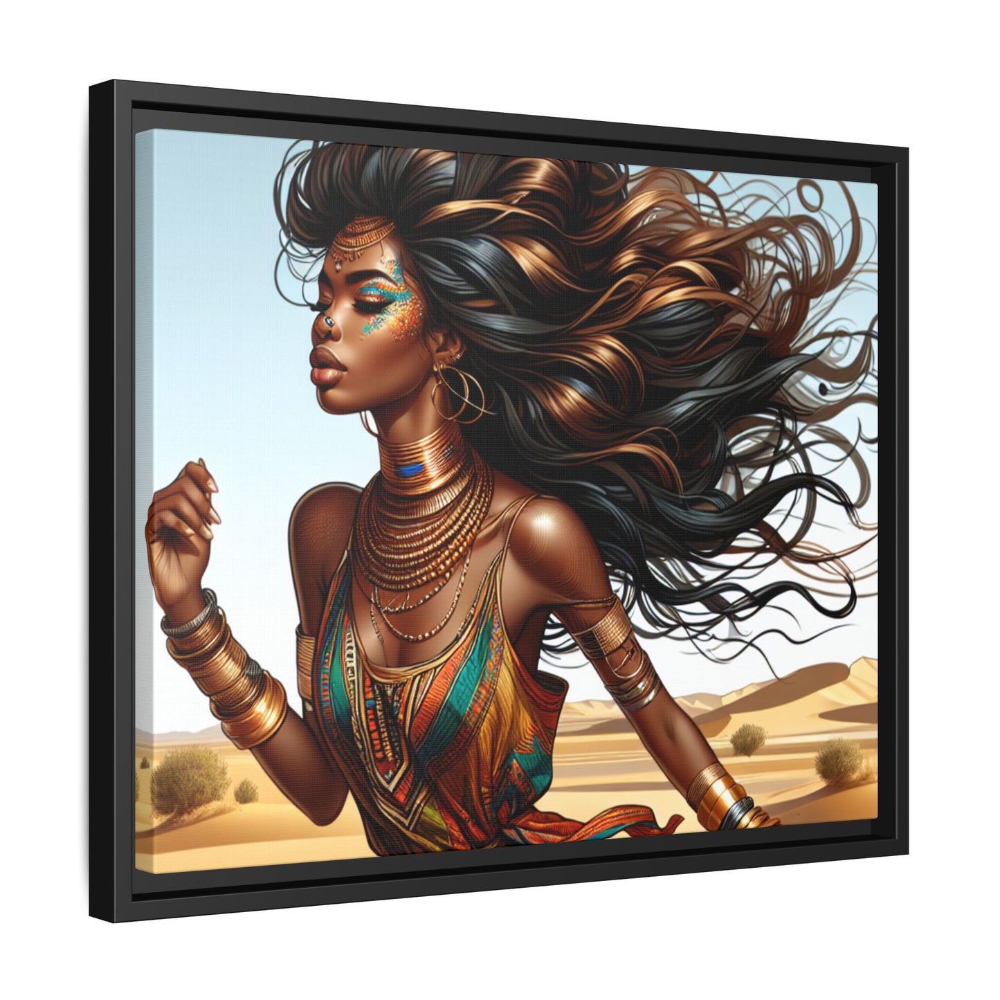 Framed Matte Canvas Art Print - Bohemian Elegance for Home Decor, African Woman Portrait, Gift for Art Lovers, Wall Decoration, [...]