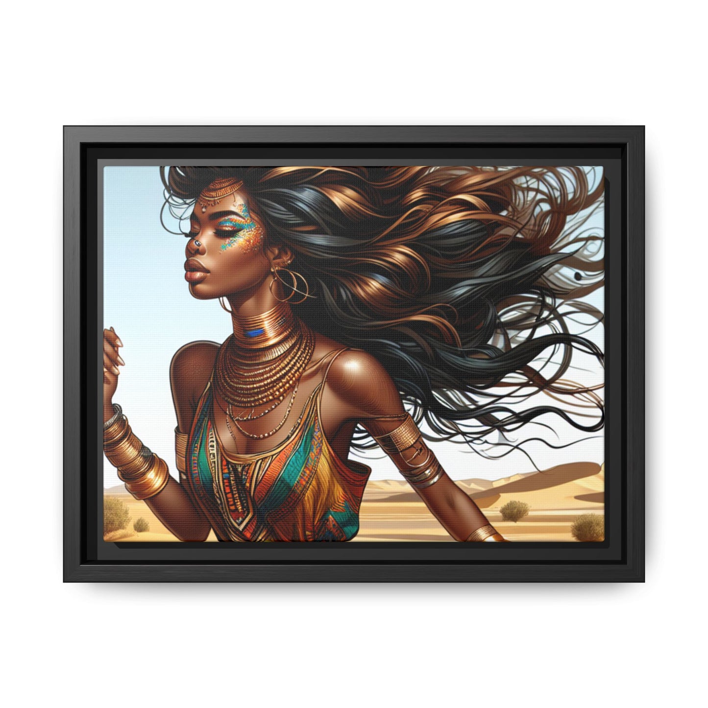 Framed Matte Canvas Art Print - Bohemian Elegance for Home Decor, African Woman Portrait, Gift for Art Lovers, Wall Decoration, [...]