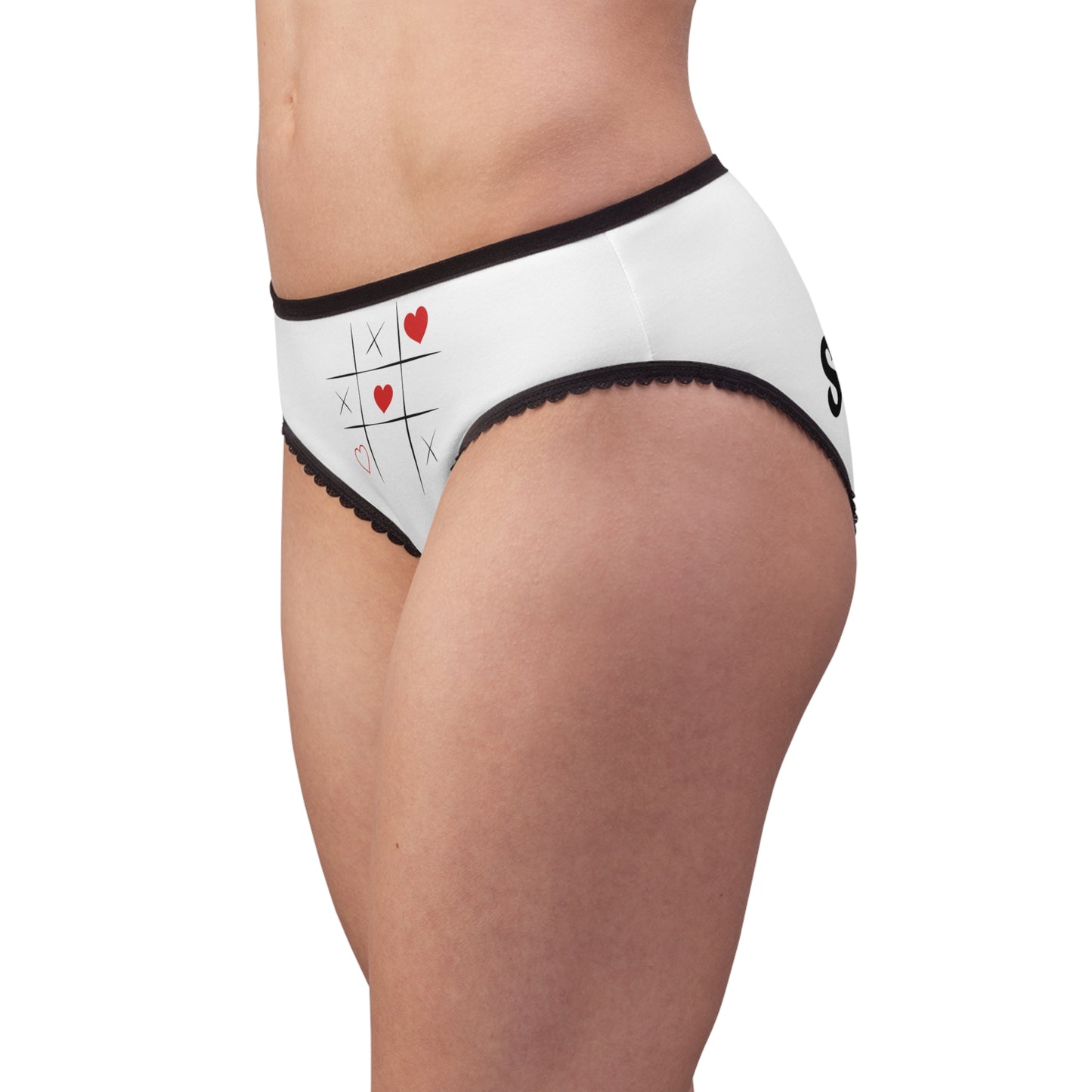 Romantic Women's Briefs, Heart Design Underwear, Playful Lingerie, Fun Gift for Her, Sexy Back Intimates