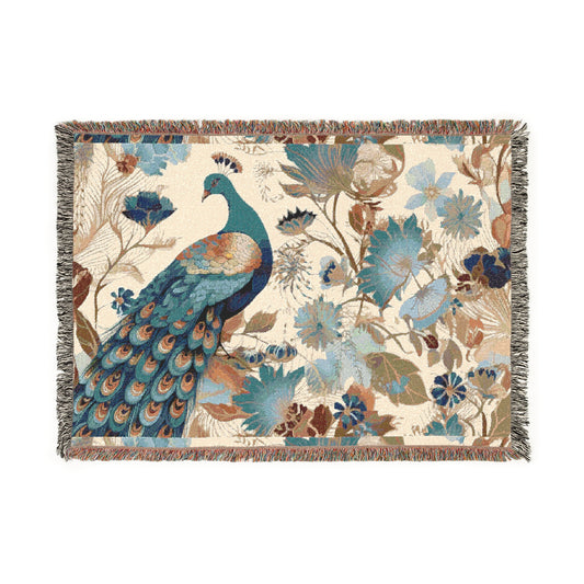 Peacock Woven Blanket | Cozy Home Décor, Perfect for Living Room, Gift for Nature Lovers, Elegant Throw for Any Occasion