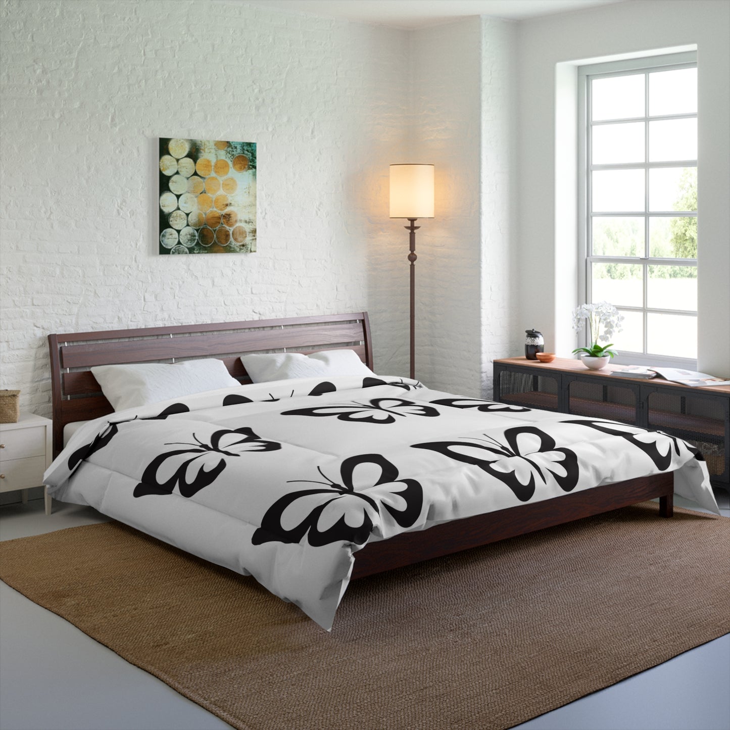 Black Butterfly Comforter - Cozy Bedding for Butterfly Lovers, Home Decor, Unique Gift, Seasonal Transition, Bedroom Makeover