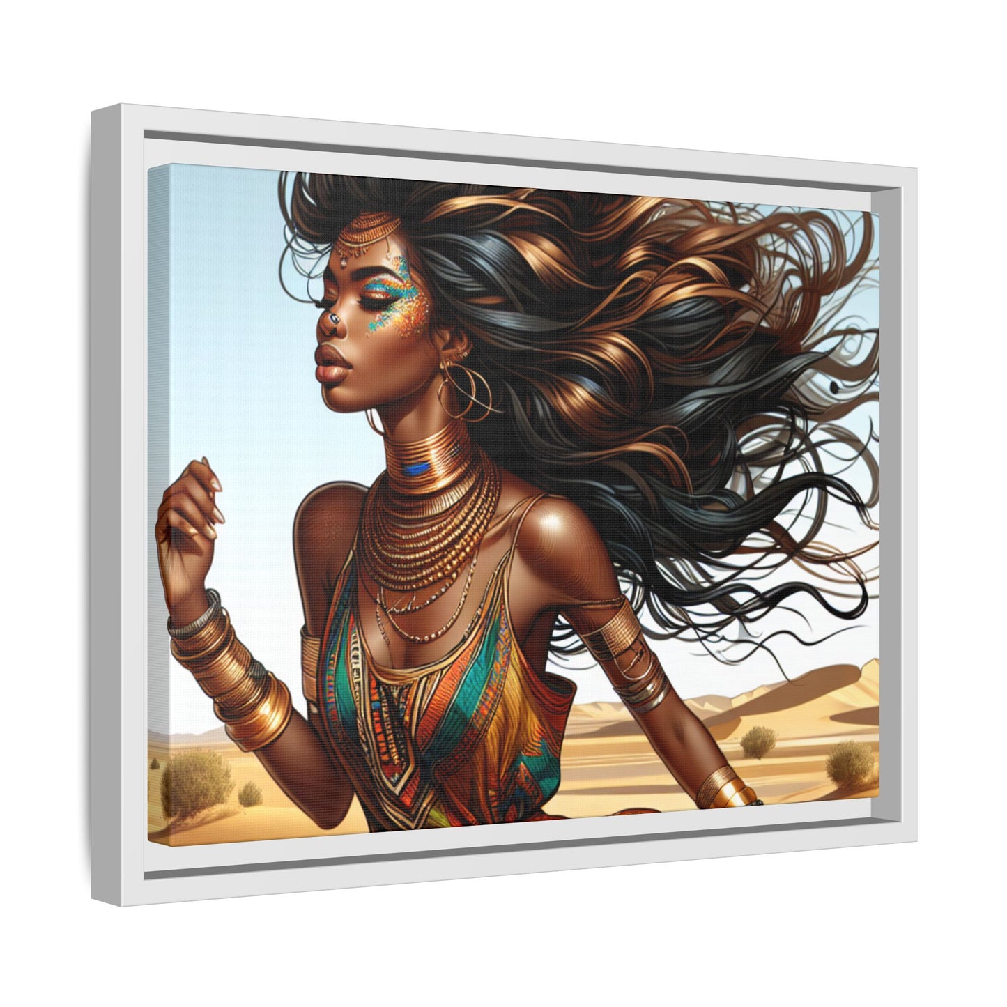 Framed Matte Canvas Art Print - Bohemian Elegance for Home Decor, African Woman Portrait, Gift for Art Lovers, Wall Decoration, [...]