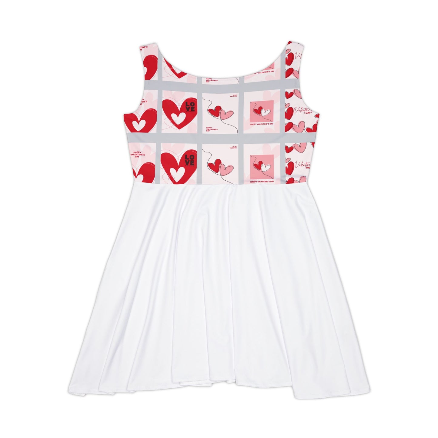 Heart Pattern Women's Skater Dress, Cute Summer Dress, Valentine's Day Outfit, Casual Party Dress, AOP Dress