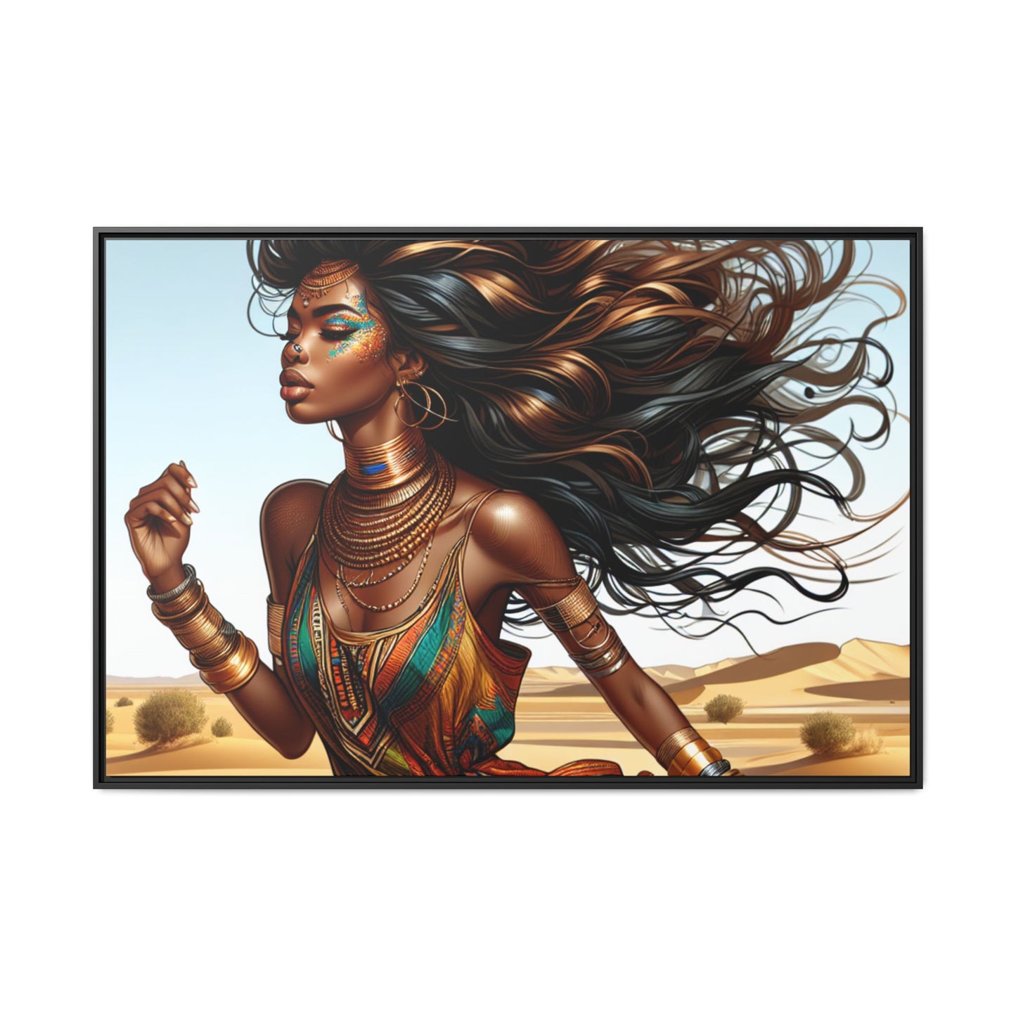 Framed Matte Canvas Art Print - Bohemian Elegance for Home Decor, African Woman Portrait, Gift for Art Lovers, Wall Decoration, [...]