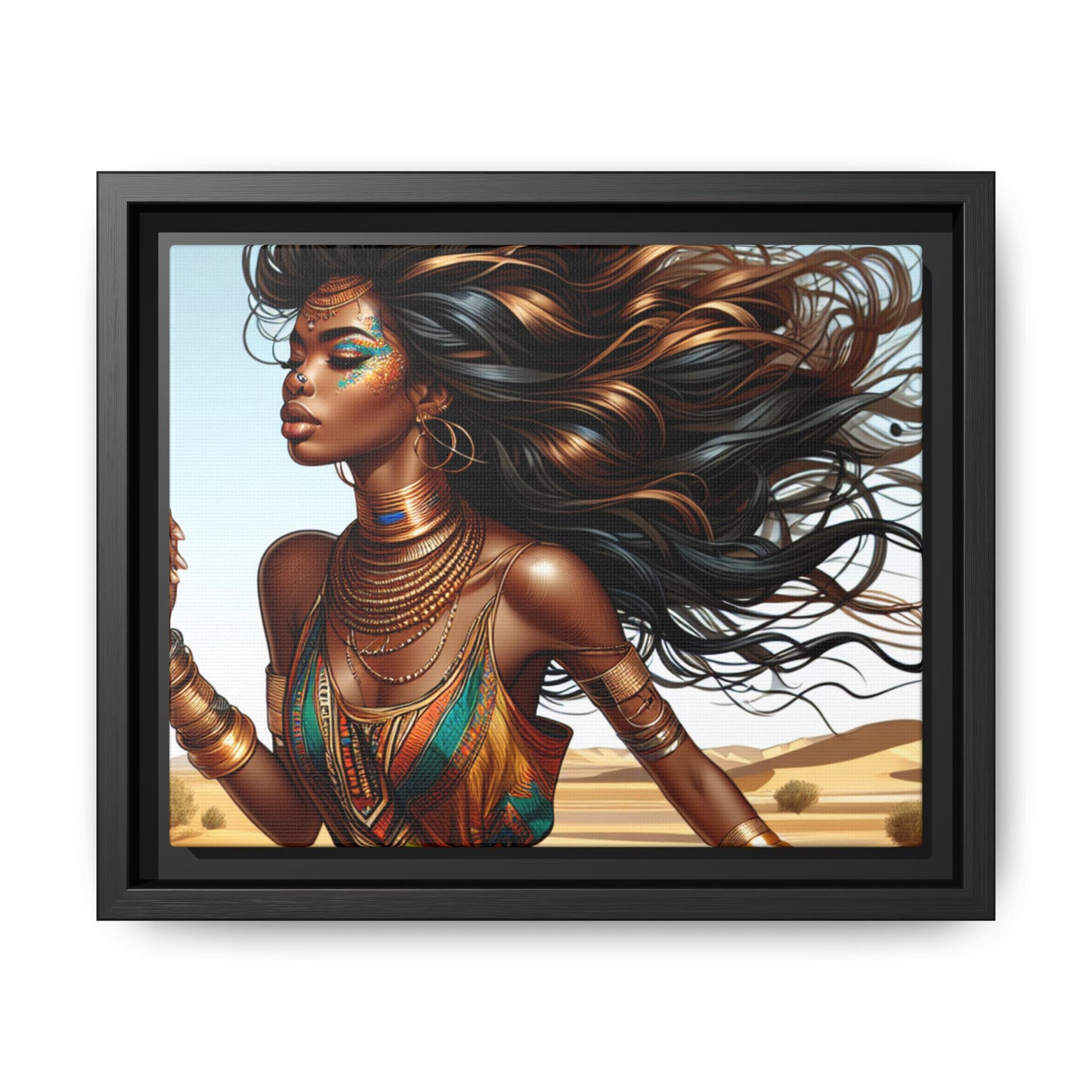 Framed Matte Canvas Art Print - Bohemian Elegance for Home Decor, African Woman Portrait, Gift for Art Lovers, Wall Decoration, [...]