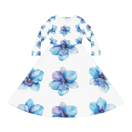 Floral Women's Long Sleeve Dance Dress, Elegant Floral Dress, Spring Dance Outfit, Girls' Party Dress, Date Night Dress, Birthday Dress