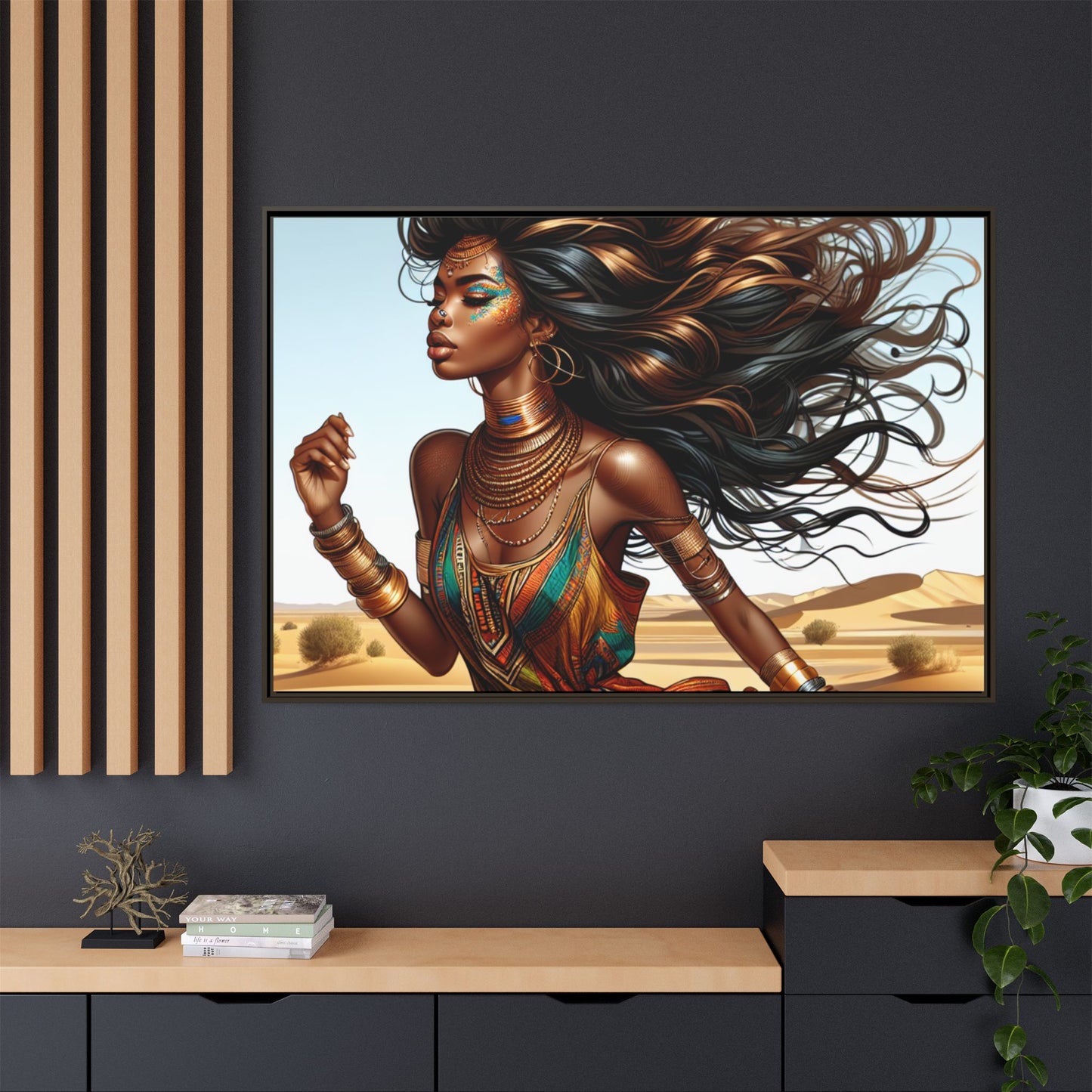Framed Matte Canvas Art Print - Bohemian Elegance for Home Decor, African Woman Portrait, Gift for Art Lovers, Wall Decoration, [...]