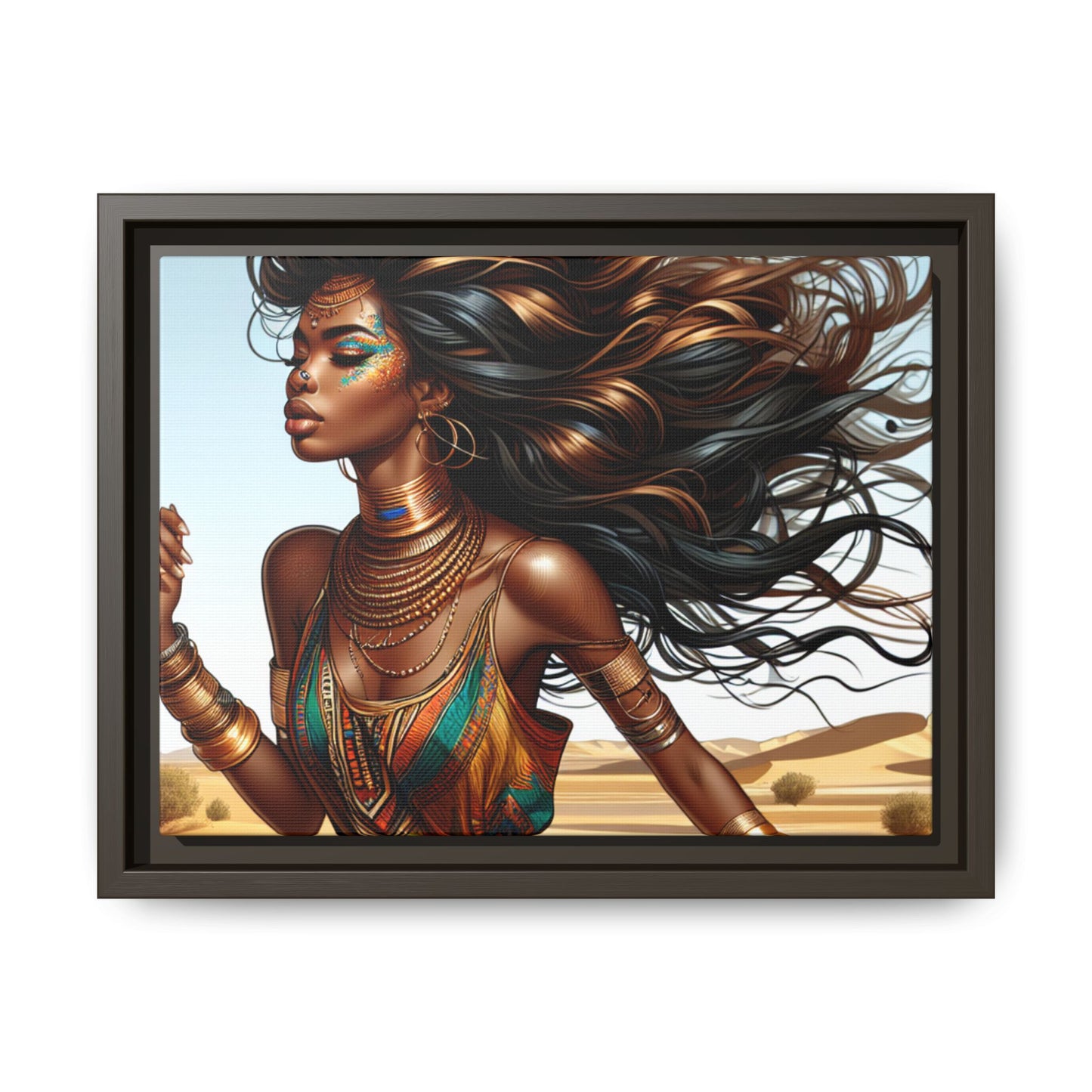 Framed Matte Canvas Art Print - Bohemian Elegance for Home Decor, African Woman Portrait, Gift for Art Lovers, Wall Decoration, [...]