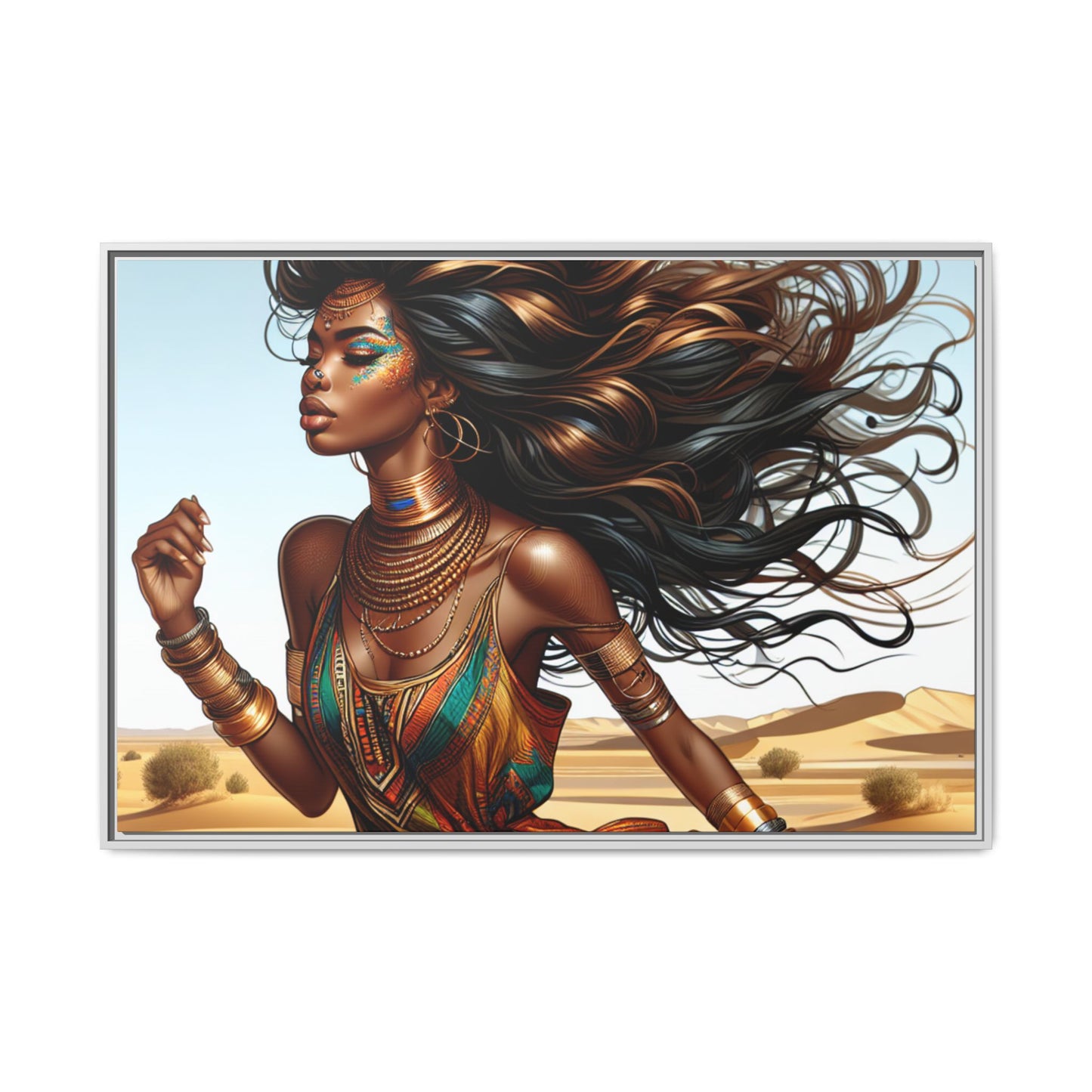 Framed Matte Canvas Art Print - Bohemian Elegance for Home Decor, African Woman Portrait, Gift for Art Lovers, Wall Decoration, [...]
