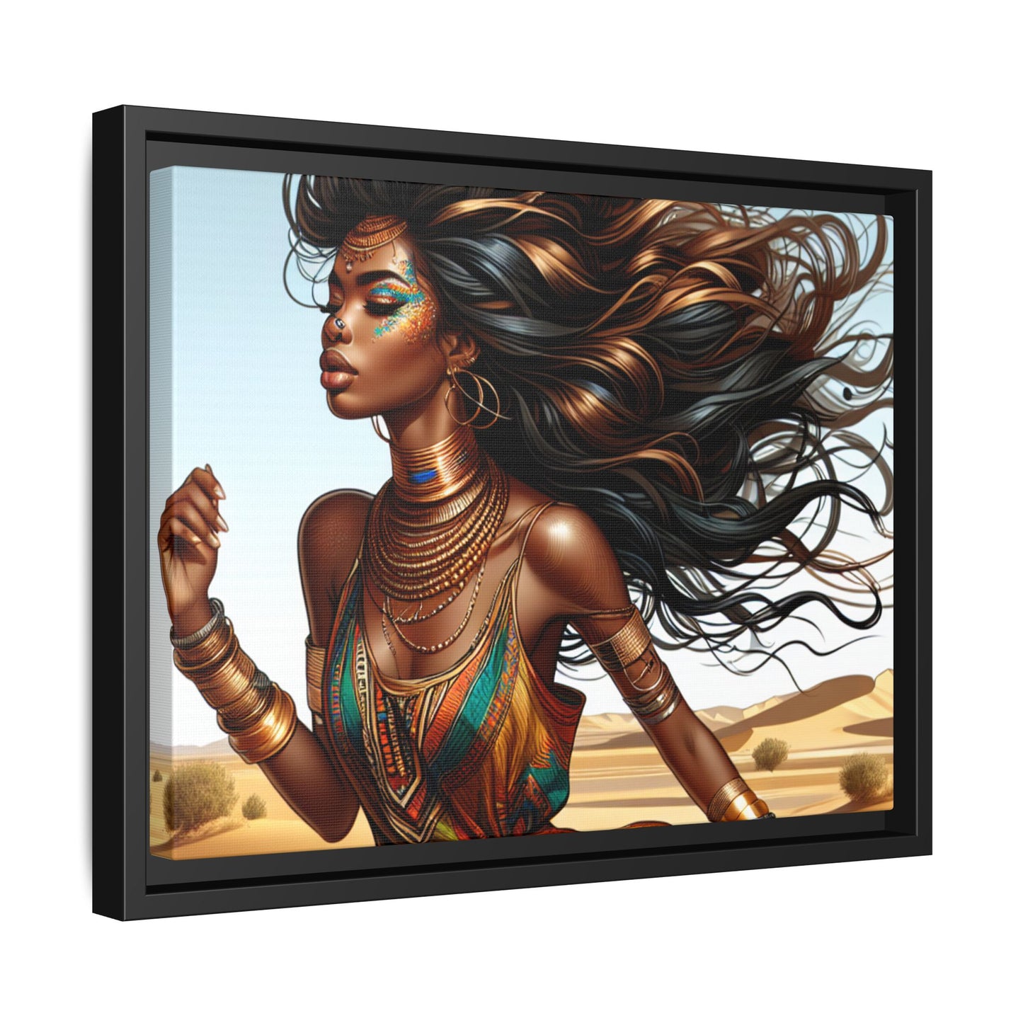 Framed Matte Canvas Art Print - Bohemian Elegance for Home Decor, African Woman Portrait, Gift for Art Lovers, Wall Decoration, [...]