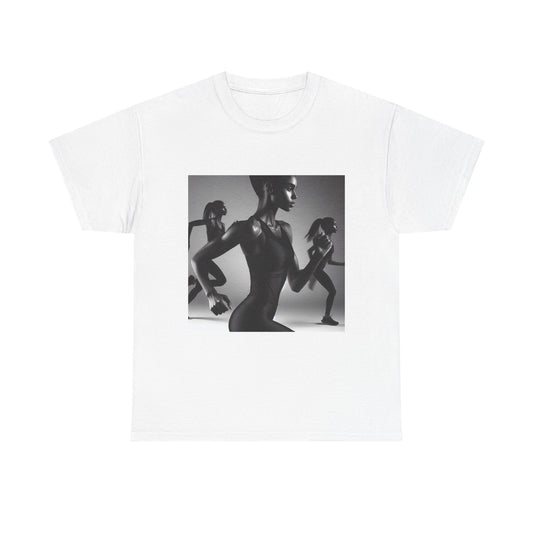 Stylish Unisex Cotton Tee with Bold Black Figure Design, Casual Wear, Fitness Apparel, Art-Inspired Gift, Streetwear Essential