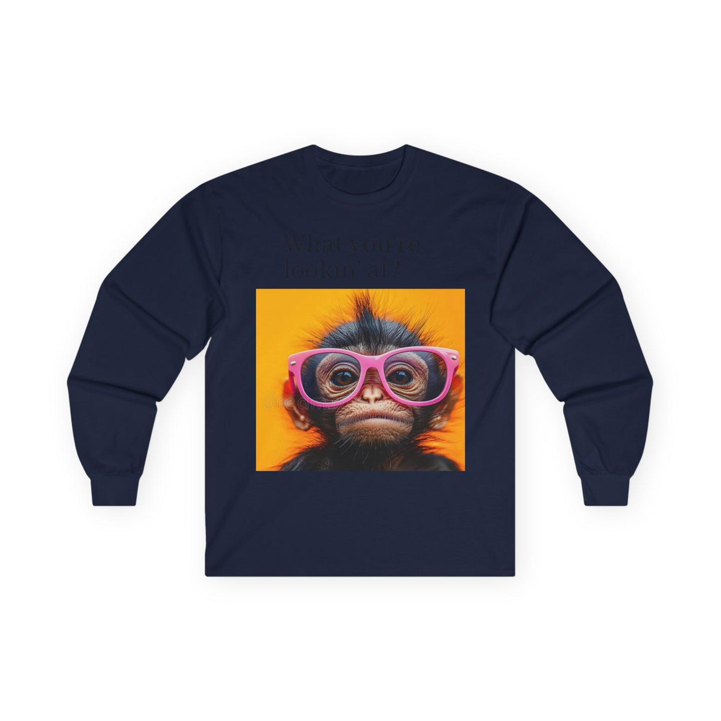 Cute Monkey Graphic Long Sleeve Tee, Funny Gift for Animal Lovers, Casual Wear, Gift for Birthdays, Special Occasions