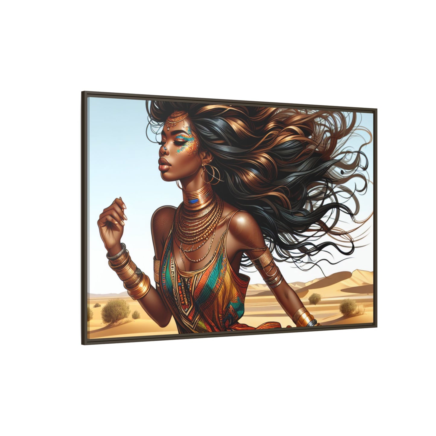 Framed Matte Canvas Art Print - Bohemian Elegance for Home Decor, African Woman Portrait, Gift for Art Lovers, Wall Decoration, [...]