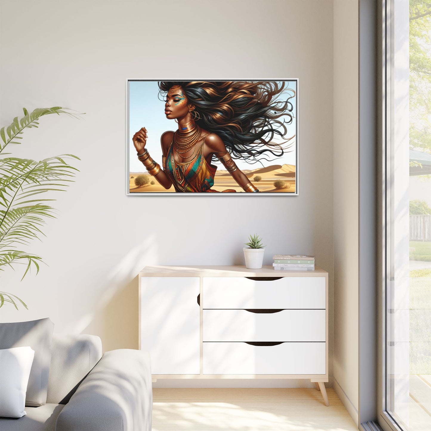 Framed Matte Canvas Art Print - Bohemian Elegance for Home Decor, African Woman Portrait, Gift for Art Lovers, Wall Decoration, [...]
