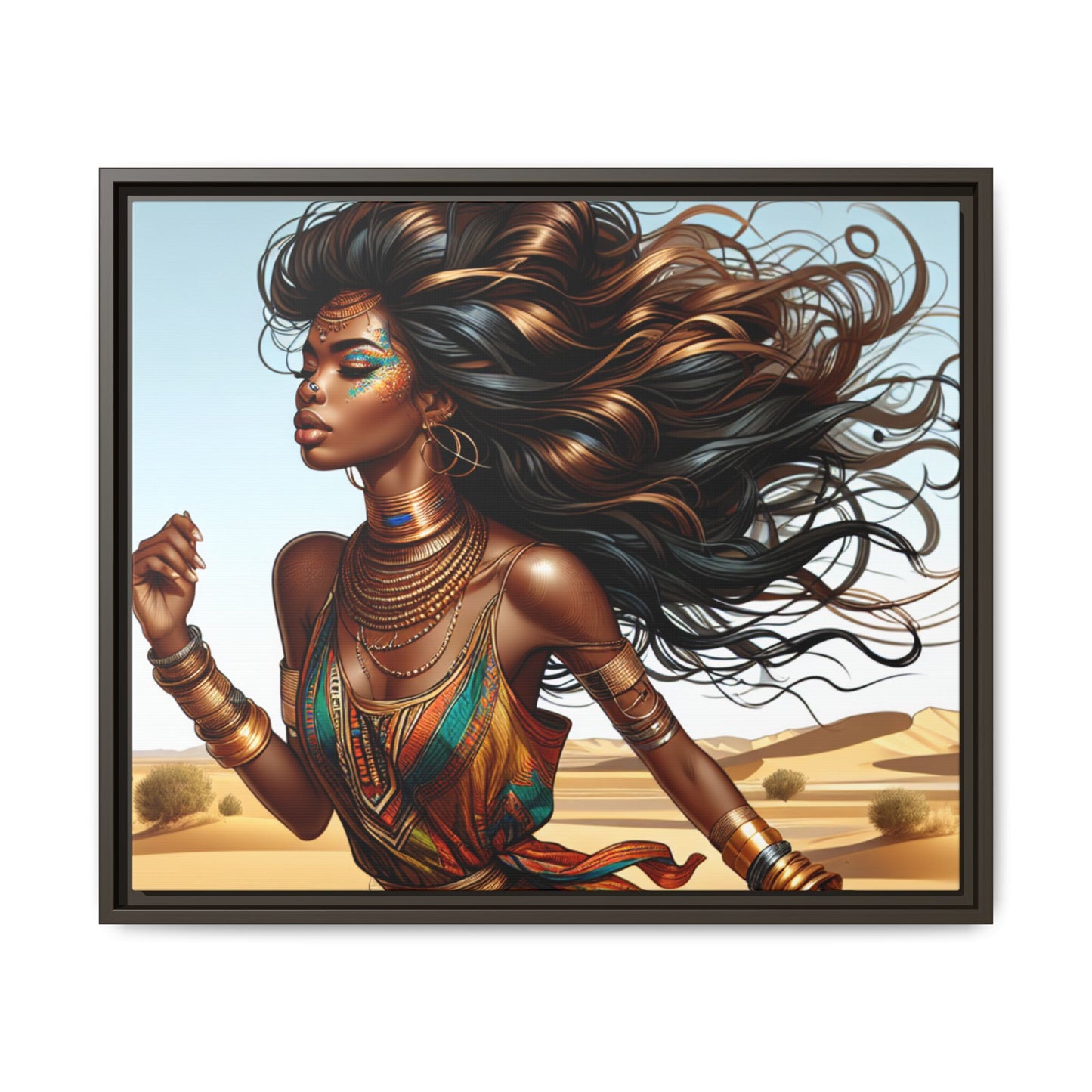 Framed Matte Canvas Art Print - Bohemian Elegance for Home Decor, African Woman Portrait, Gift for Art Lovers, Wall Decoration, [...]