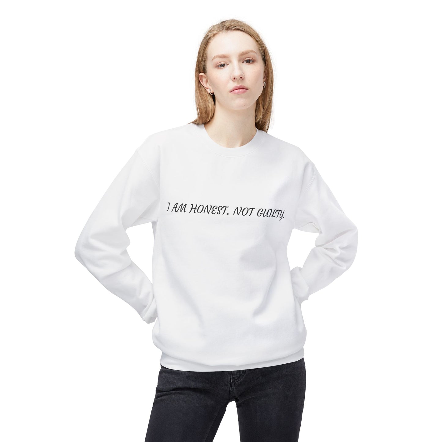 Honest Message Fleece Crewneck Sweatshirt | Unisex Casual Wear, Perfect Gift for Friends, Layering Piece, Everyday Comfort