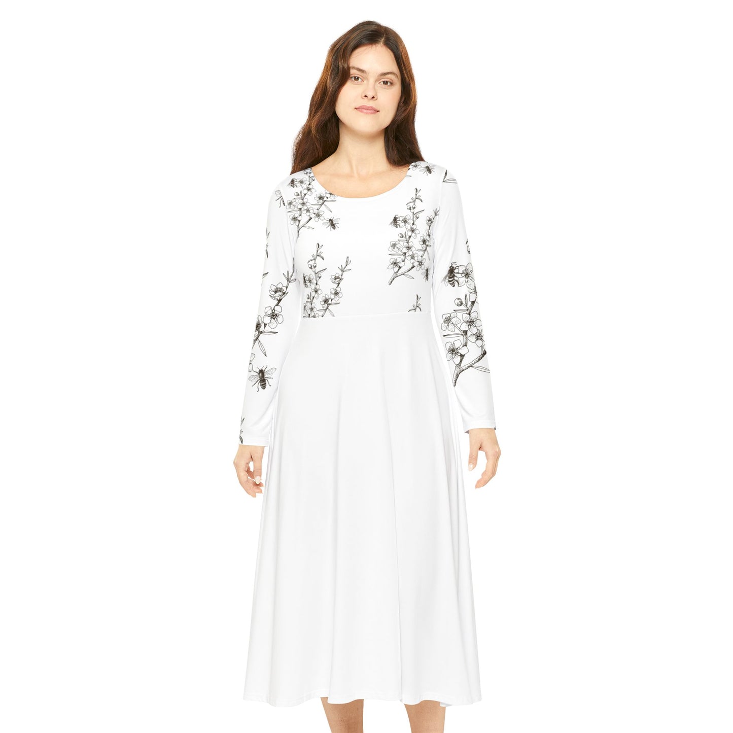 Floral Print Women’s Dance Dress | Long Sleeve Dress for Performances, Casual Wear, Gifts, Special Occasions, Spring Fashion
