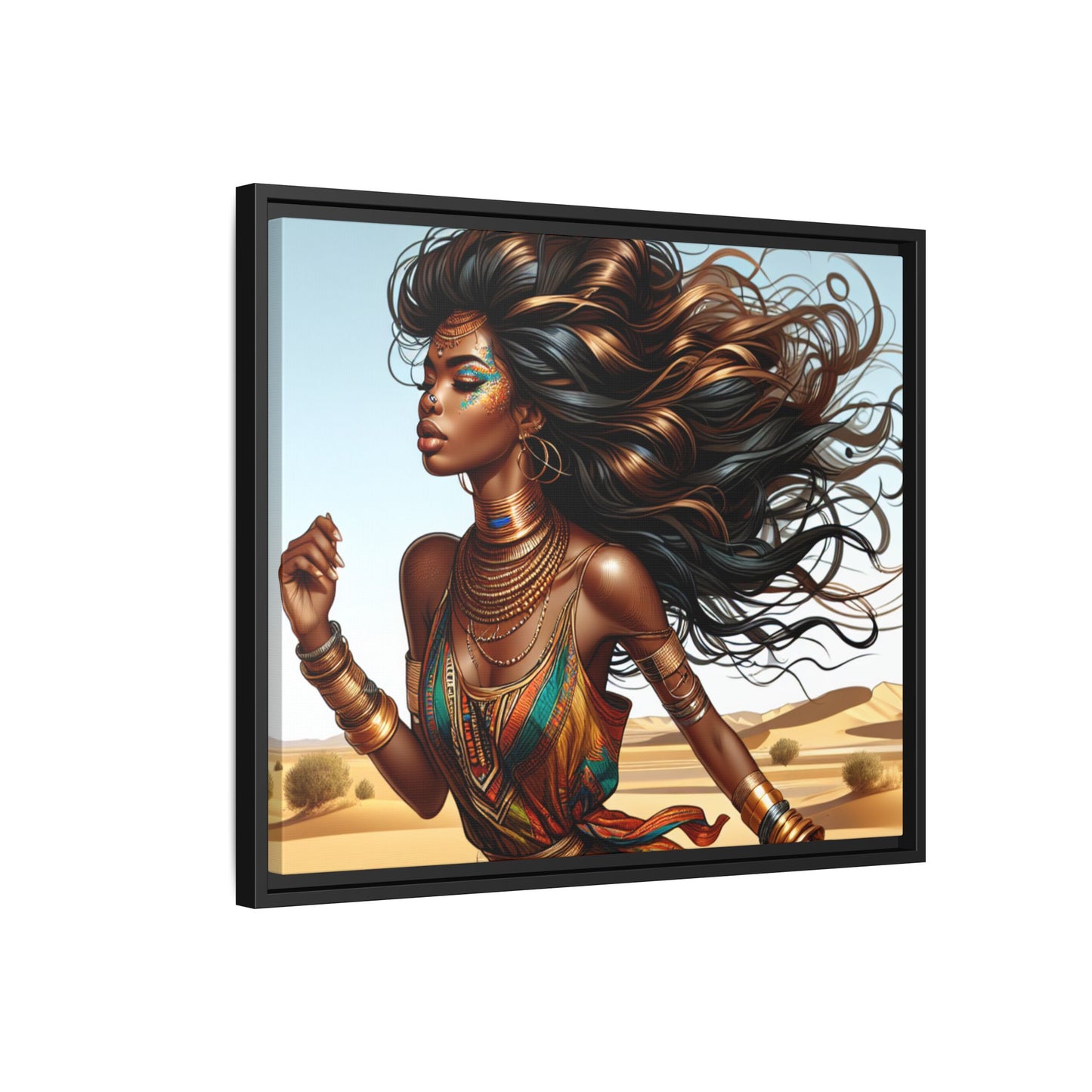Framed Matte Canvas Art Print - Bohemian Elegance for Home Decor, African Woman Portrait, Gift for Art Lovers, Wall Decoration, [...]