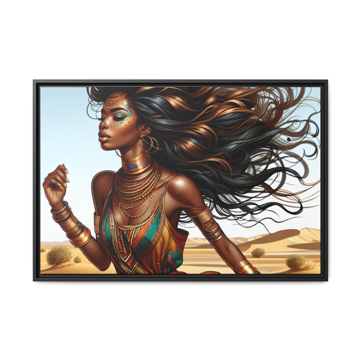 Framed Matte Canvas Art Print - Bohemian Elegance for Home Decor, African Woman Portrait, Gift for Art Lovers, Wall Decoration, [...]