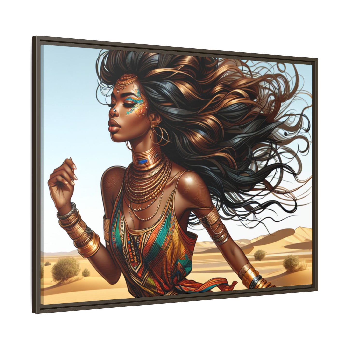 Framed Matte Canvas Art Print - Bohemian Elegance for Home Decor, African Woman Portrait, Gift for Art Lovers, Wall Decoration, [...]