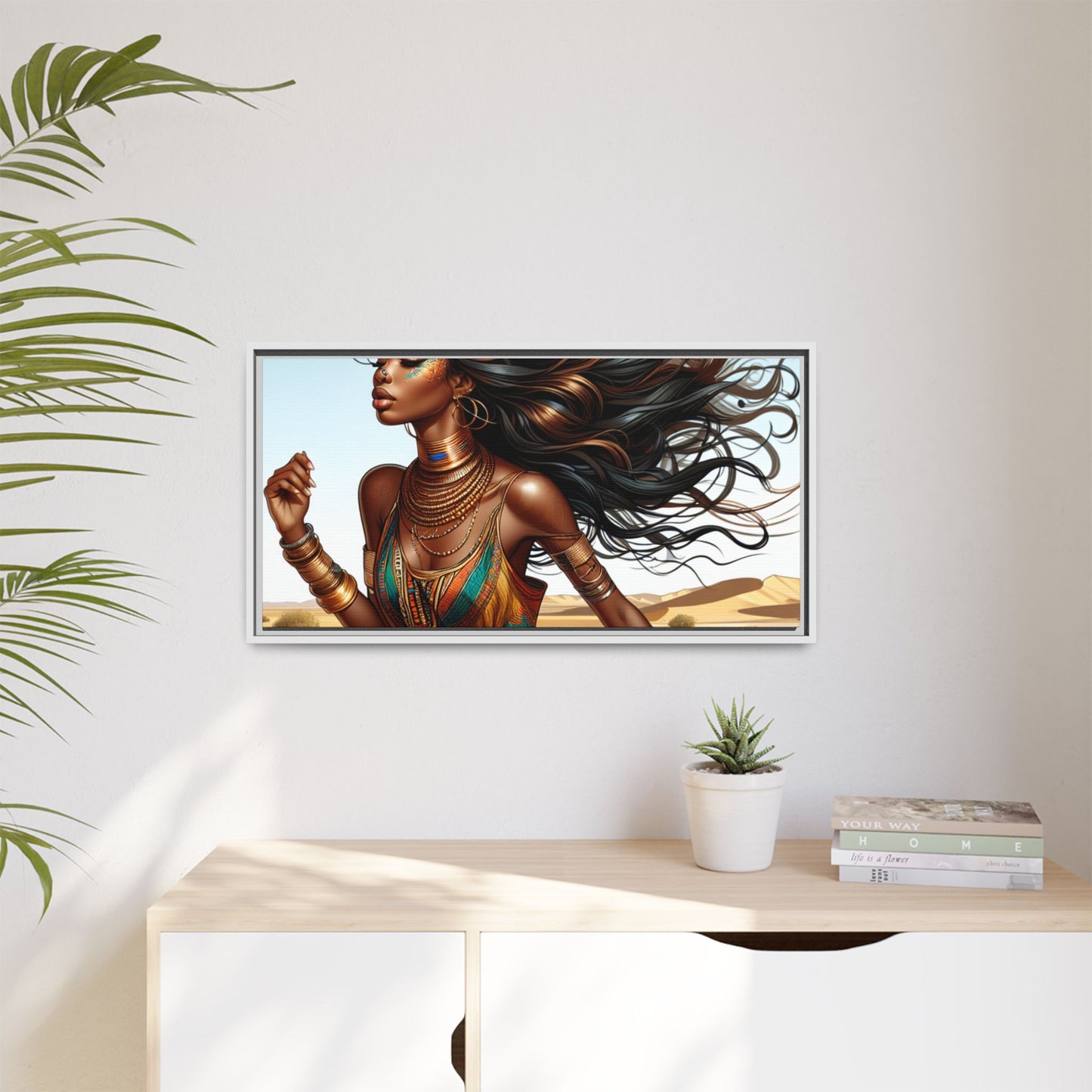 Framed Matte Canvas Art Print - Bohemian Elegance for Home Decor, African Woman Portrait, Gift for Art Lovers, Wall Decoration, [...]