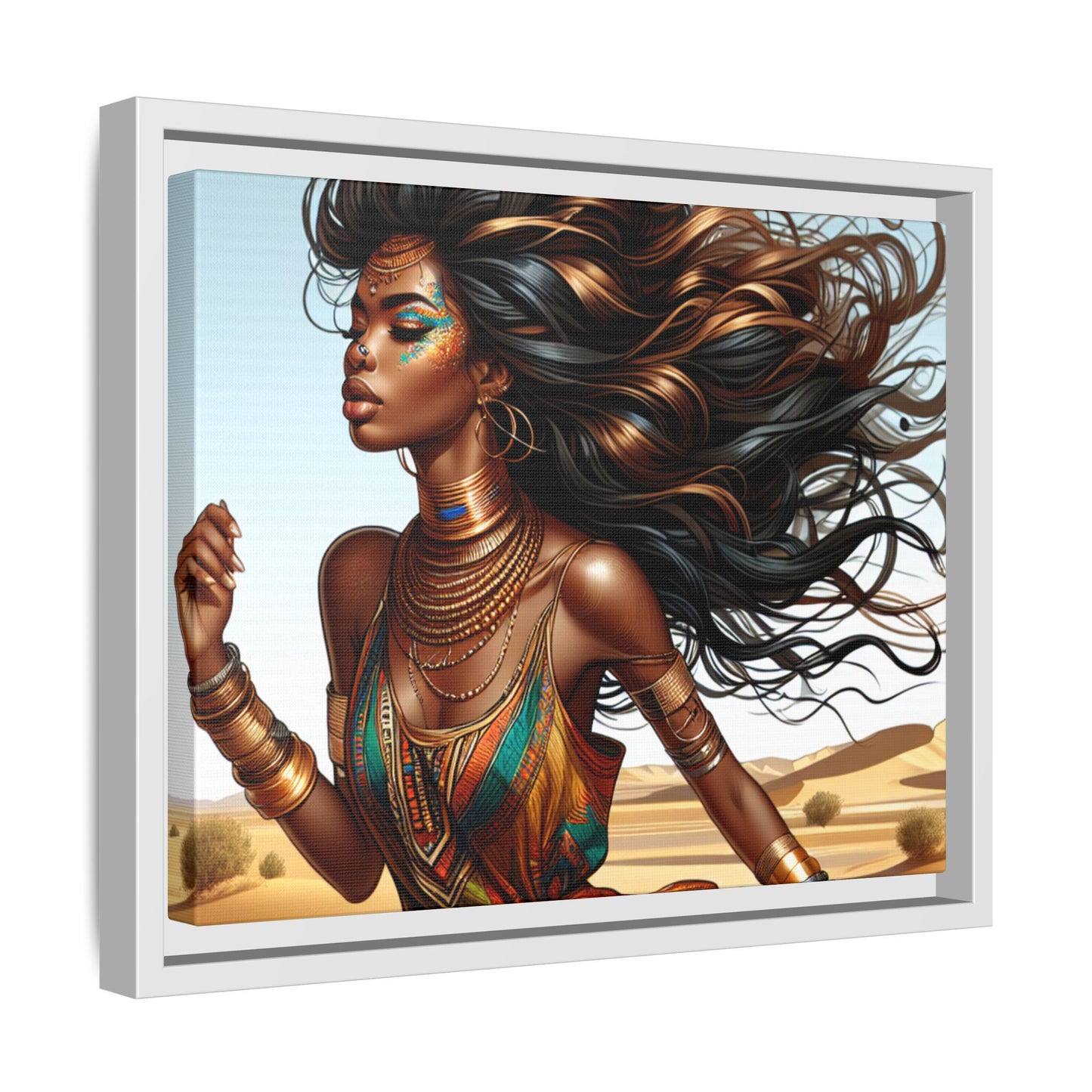 Framed Matte Canvas Art Print - Bohemian Elegance for Home Decor, African Woman Portrait, Gift for Art Lovers, Wall Decoration, [...]