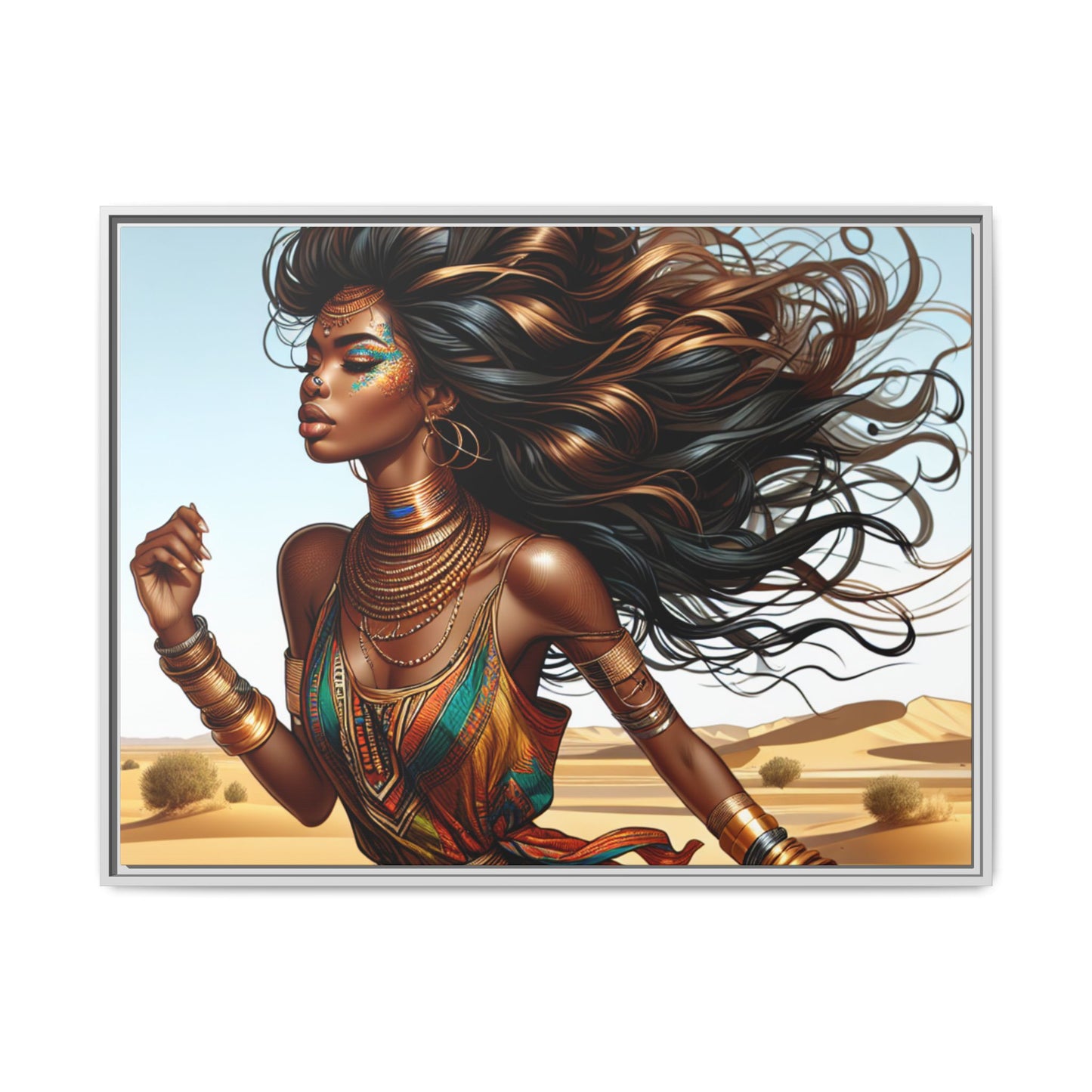 Framed Matte Canvas Art Print - Bohemian Elegance for Home Decor, African Woman Portrait, Gift for Art Lovers, Wall Decoration, [...]