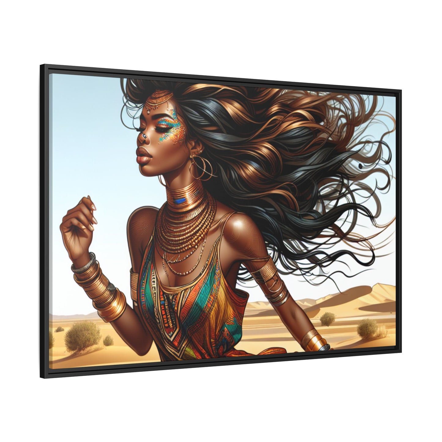 Framed Matte Canvas Art Print - Bohemian Elegance for Home Decor, African Woman Portrait, Gift for Art Lovers, Wall Decoration, [...]