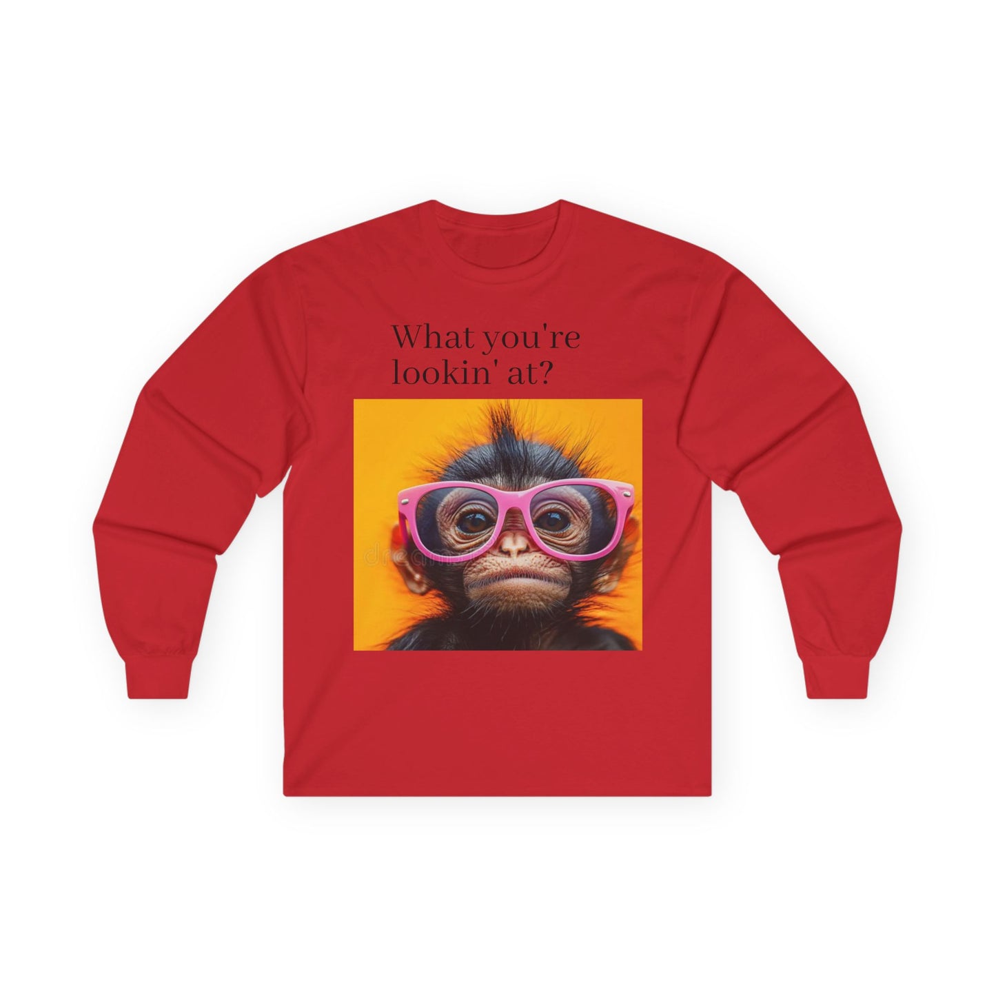 Cute Monkey Graphic Long Sleeve Tee, Funny Gift for Animal Lovers, Casual Wear, Gift for Birthdays, Special Occasions