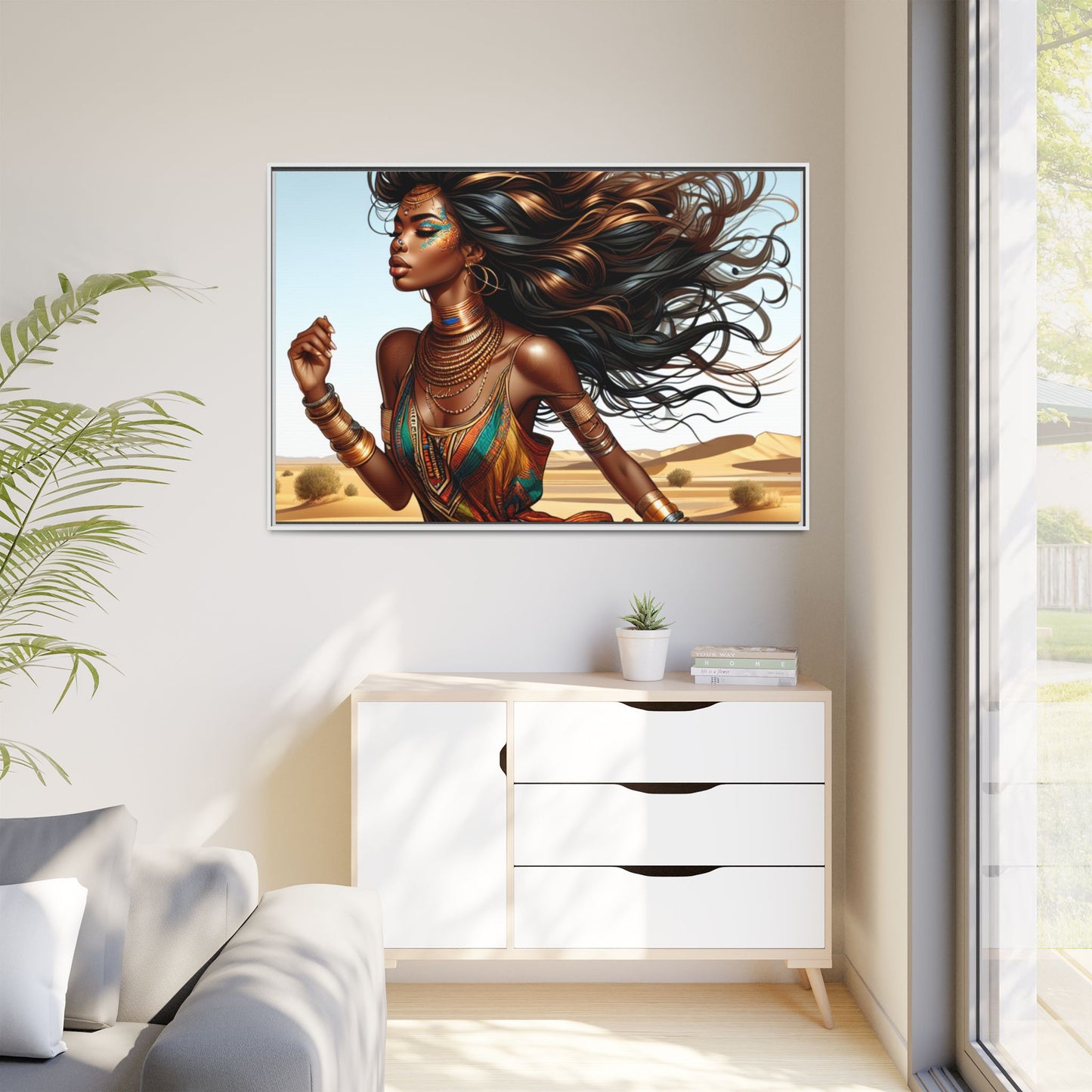 Framed Matte Canvas Art Print - Bohemian Elegance for Home Decor, African Woman Portrait, Gift for Art Lovers, Wall Decoration, [...]