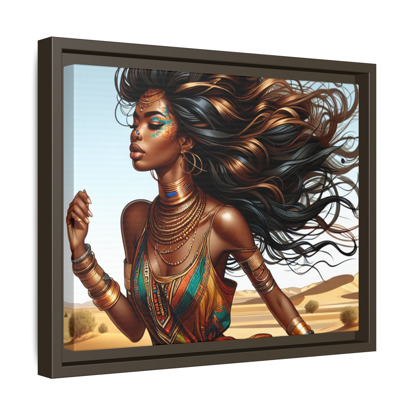 Framed Matte Canvas Art Print - Bohemian Elegance for Home Decor, African Woman Portrait, Gift for Art Lovers, Wall Decoration, [...]