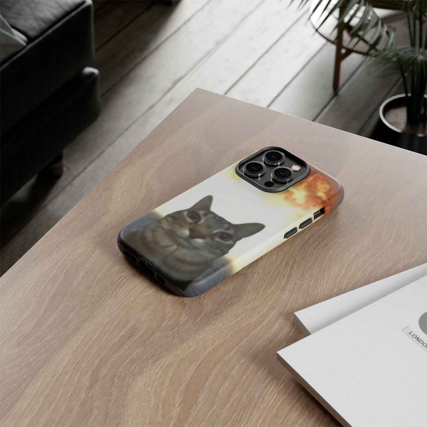 Cat-Themed Phone Case with Explosive Background, Tough Cases for Pet Lovers, Unique Gift for Cat Owners, Funny Animal Accessories, [...]