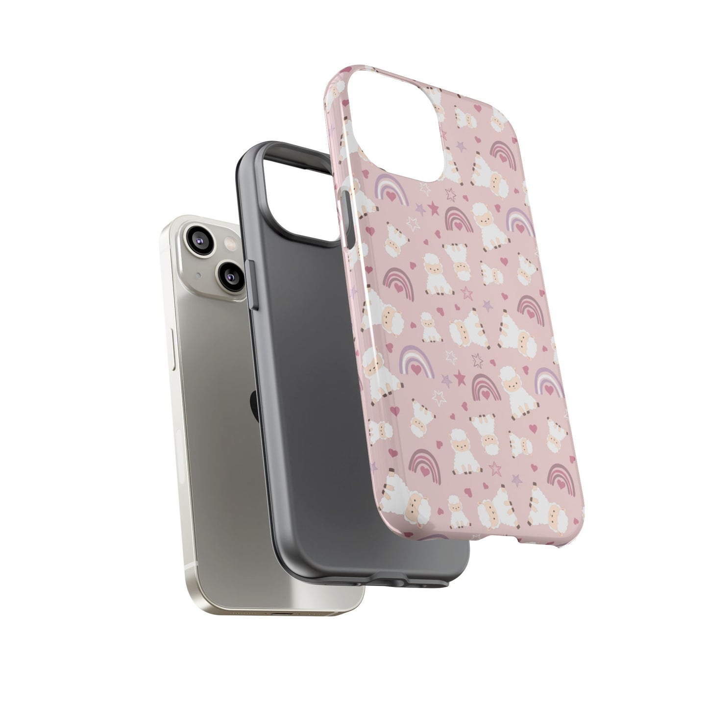Cute Pastel Phone Case with Teddy Bears and Rainbows, Durable Phone Cover, Trendy Mobile Accessory, Gifts for Her, Birthday Must-Have