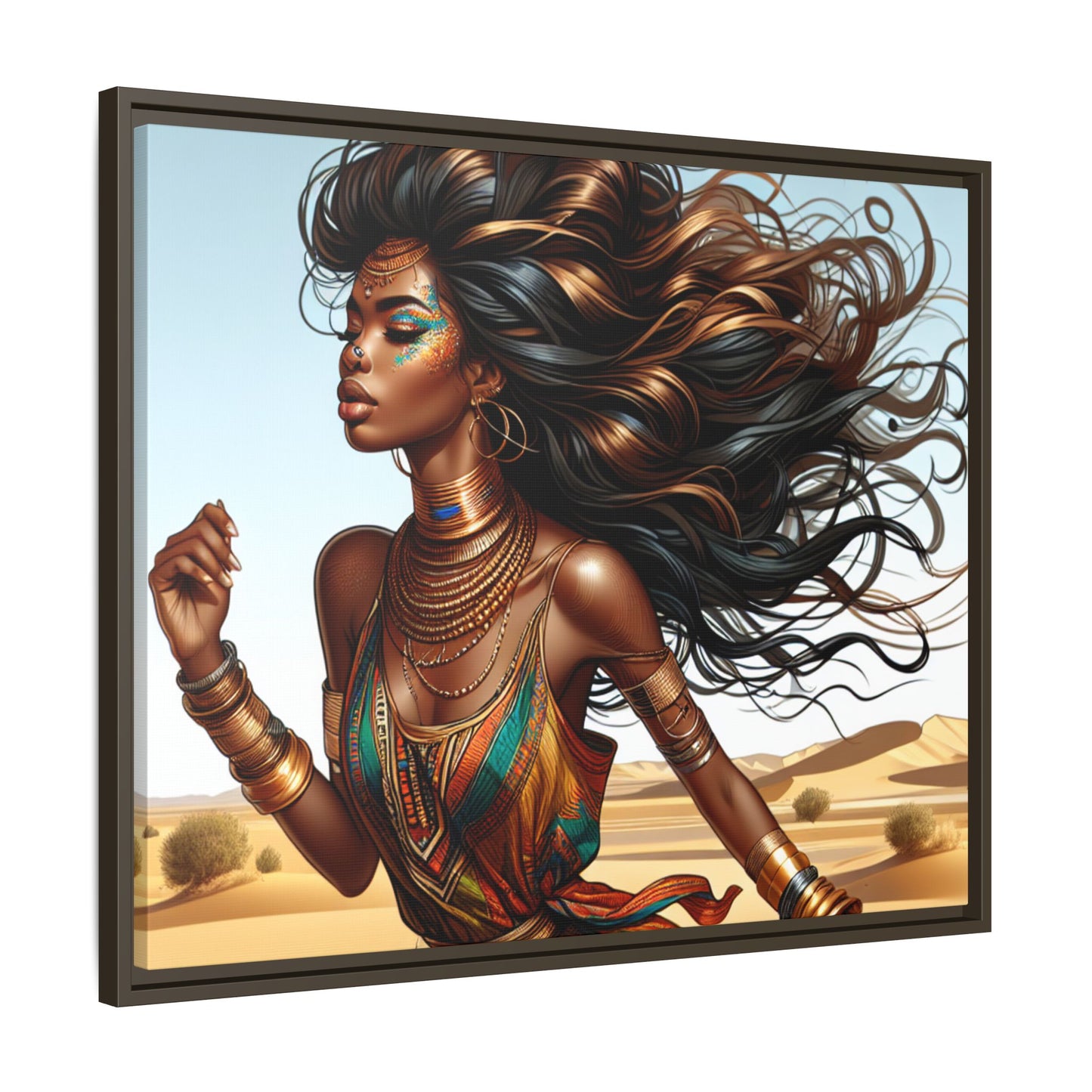 Framed Matte Canvas Art Print - Bohemian Elegance for Home Decor, African Woman Portrait, Gift for Art Lovers, Wall Decoration, [...]
