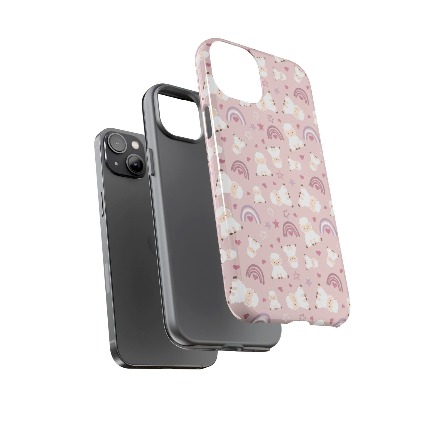 Cute Pastel Phone Case with Teddy Bears and Rainbows, Durable Phone Cover, Trendy Mobile Accessory, Gifts for Her, Birthday Must-Have